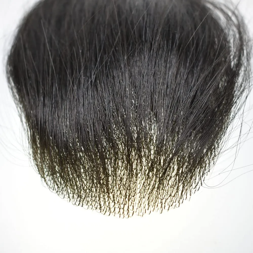 Bald Spot Hair Patch For Men V-Looped Remy Human Hair Patch For Bald Spot Natural lookimg Hair Replacement Unit Thin Skin Hair Piece for Bald Spot Hair Systems (#4 MEDIUM BROWN, 4cm X 8cm - 6 INCH)