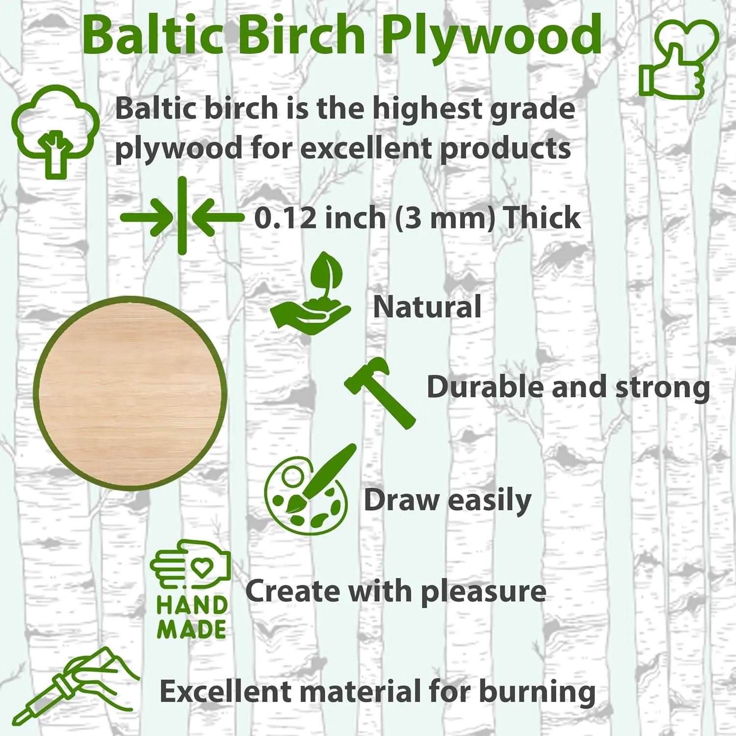 Baltic Birch Plywood Circles 18 inch Unfinished Wood Sheets 0,12 inch Thick Wood Rounds Pack of 1 Natural Wood Board Wood Circles for Bulding Crafts Burning Painting Laser Hobby DIY Projects