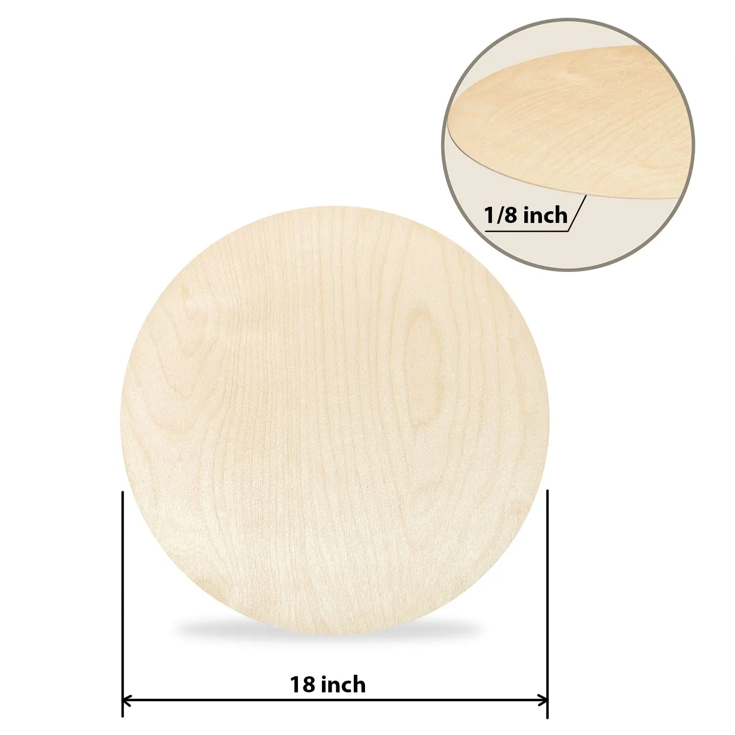 Baltic Birch Plywood Circles 18 inch Unfinished Wood Sheets 0,12 inch Thick Wood Rounds Pack of 1 Natural Wood Board Wood Circles for Bulding Crafts Burning Painting Laser Hobby DIY Projects