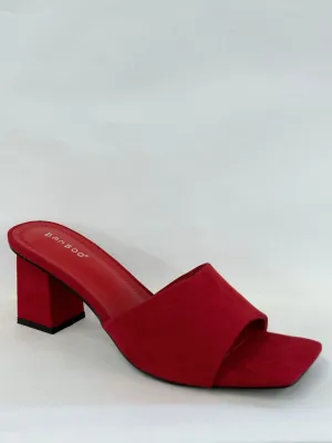 BAMBOO Lasting-54  Women's Open Toe Chunky Heel Mule Sandals