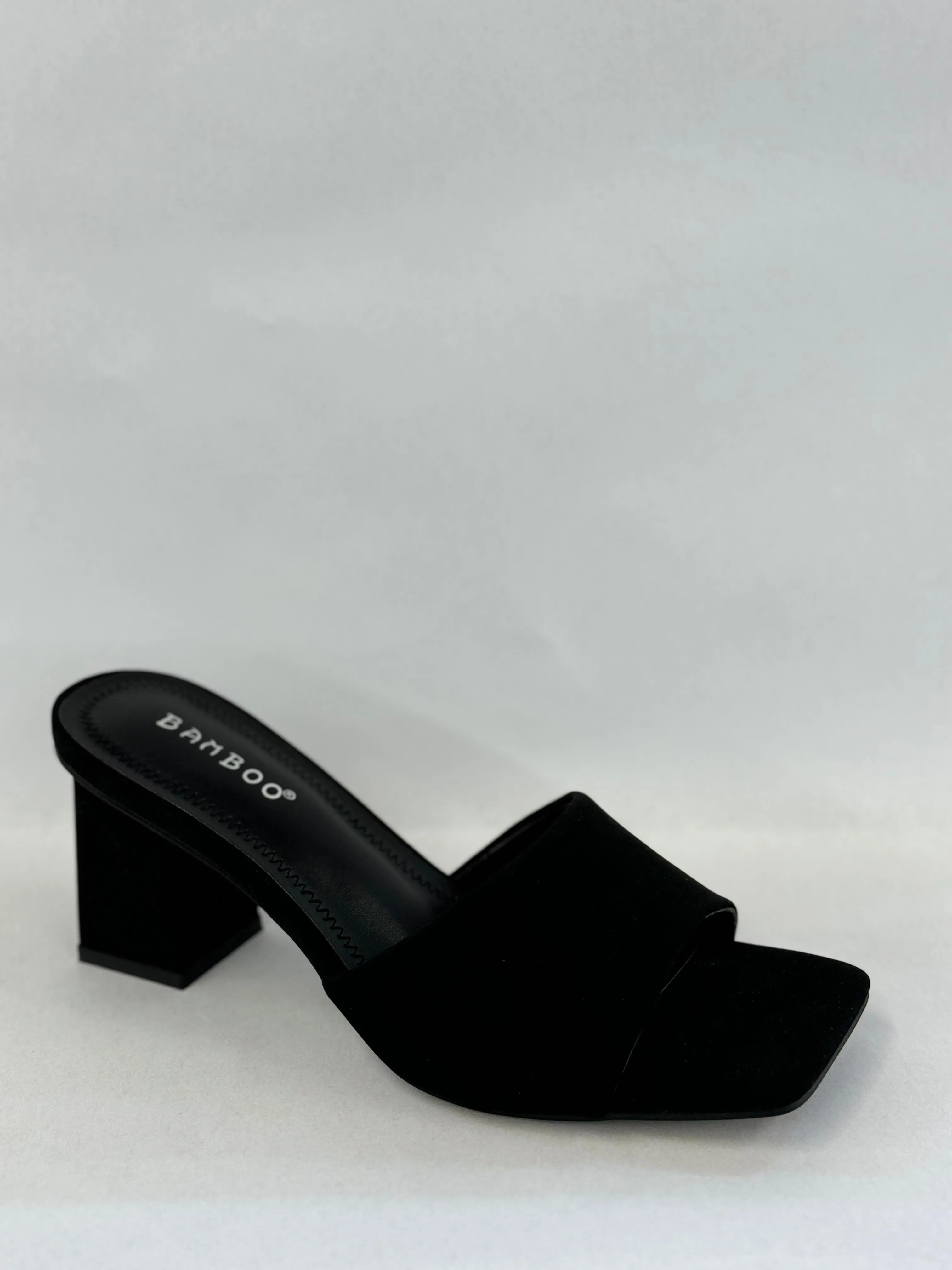 BAMBOO Lasting-54  Women's Open Toe Chunky Heel Mule Sandals