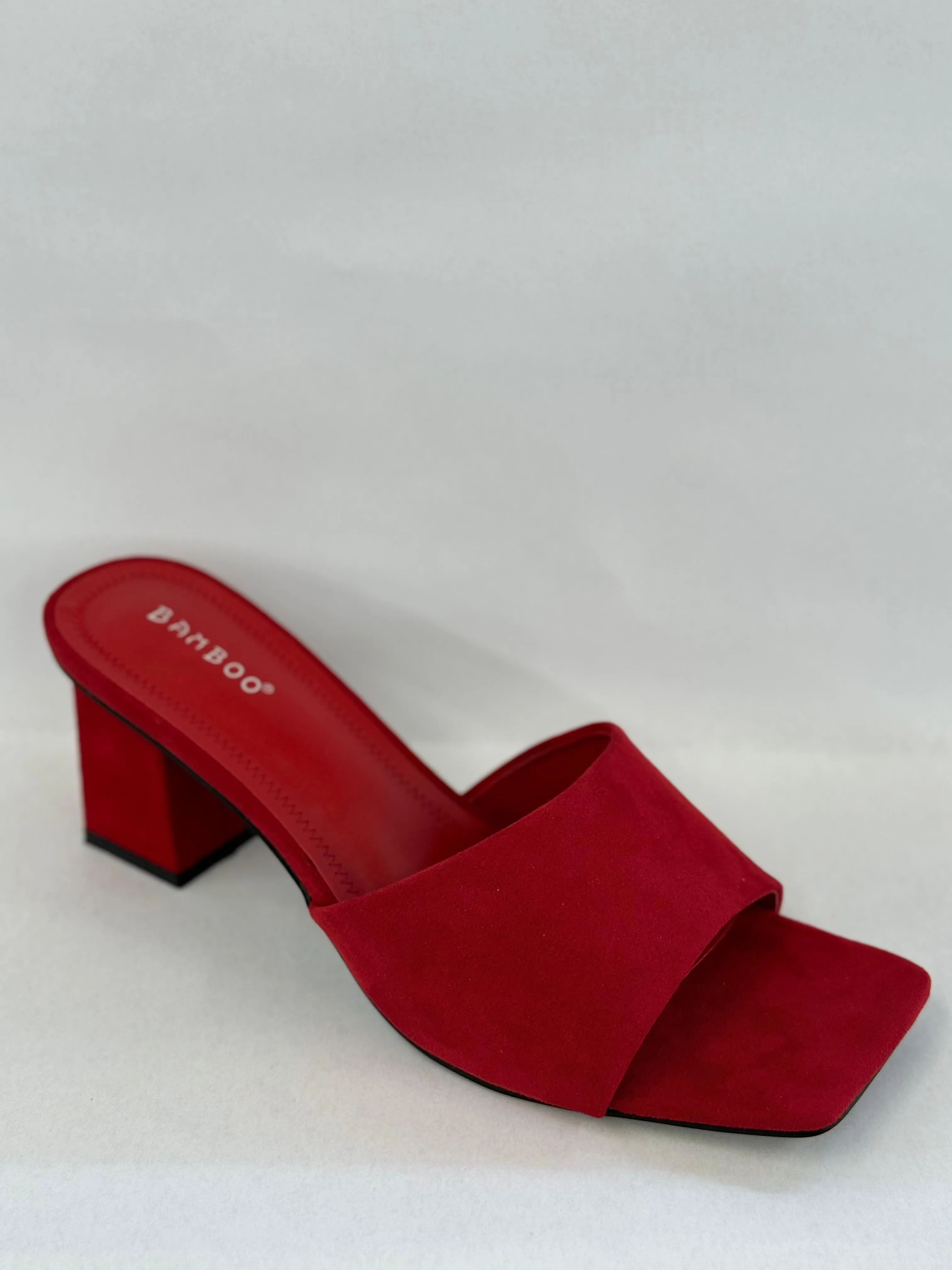 BAMBOO Lasting-54  Women's Open Toe Chunky Heel Mule Sandals