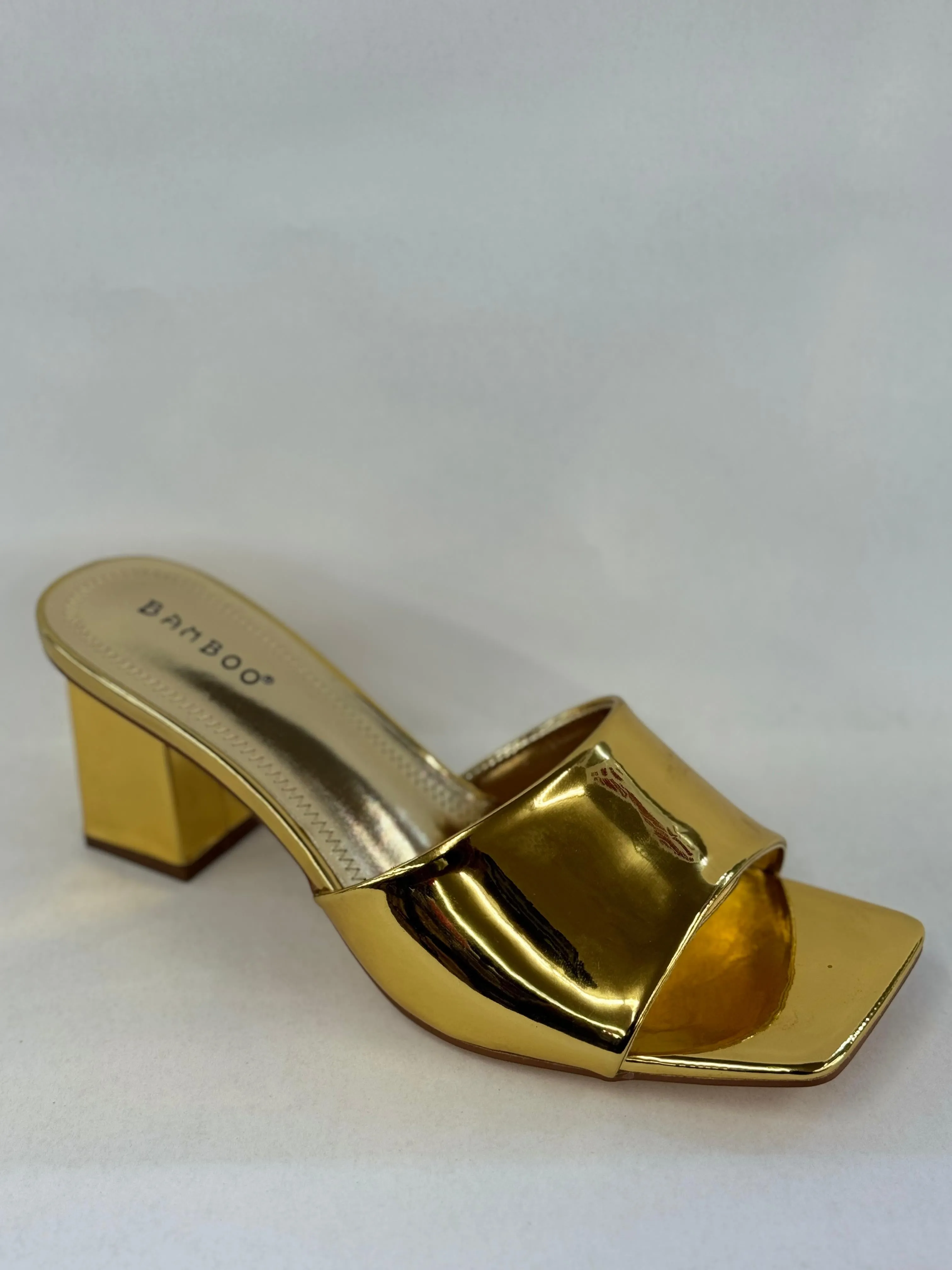 BAMBOO Lasting-54  Women's Open Toe Chunky Heel Mule Sandals