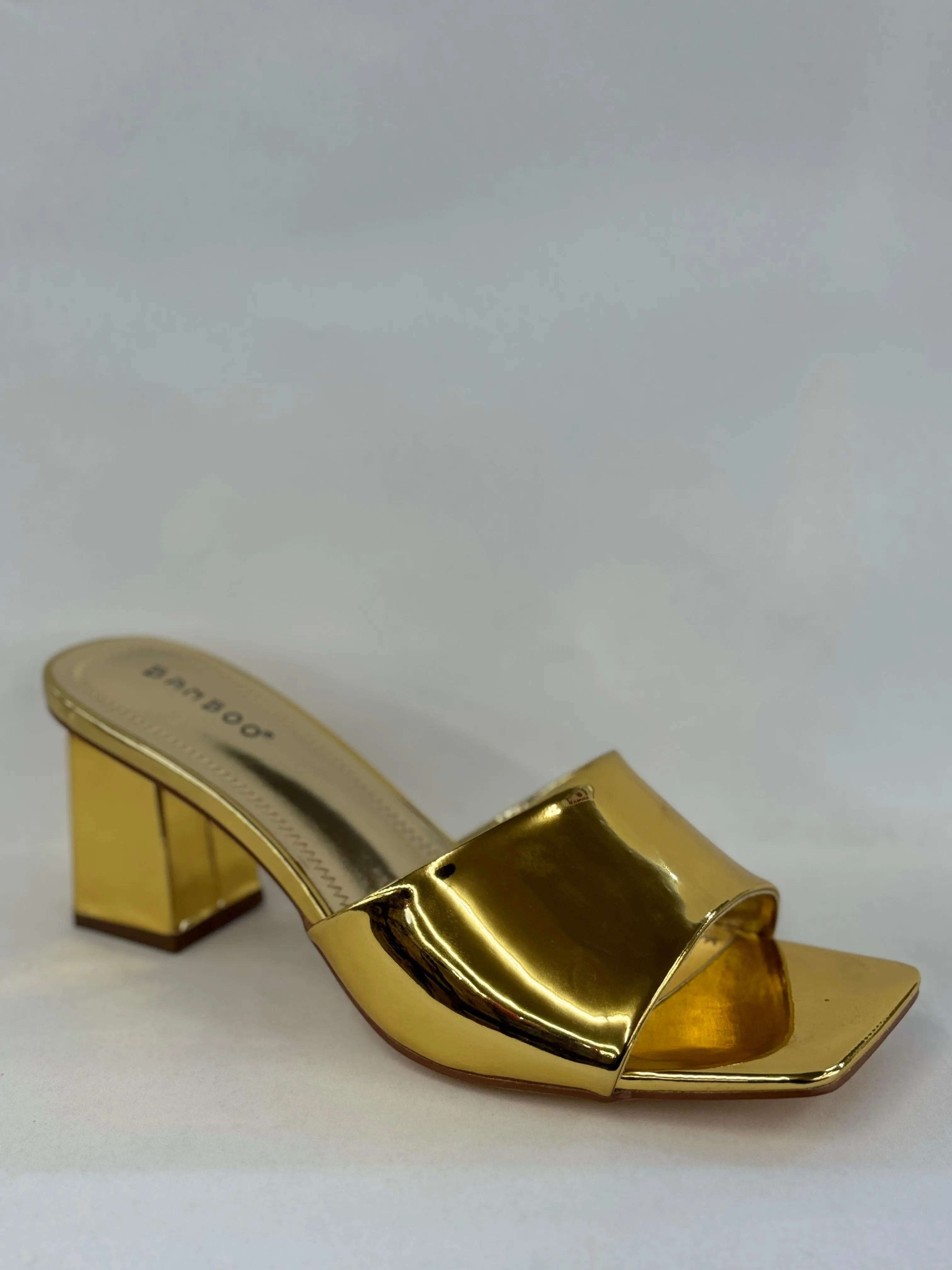 BAMBOO Lasting-54  Women's Open Toe Chunky Heel Mule Sandals