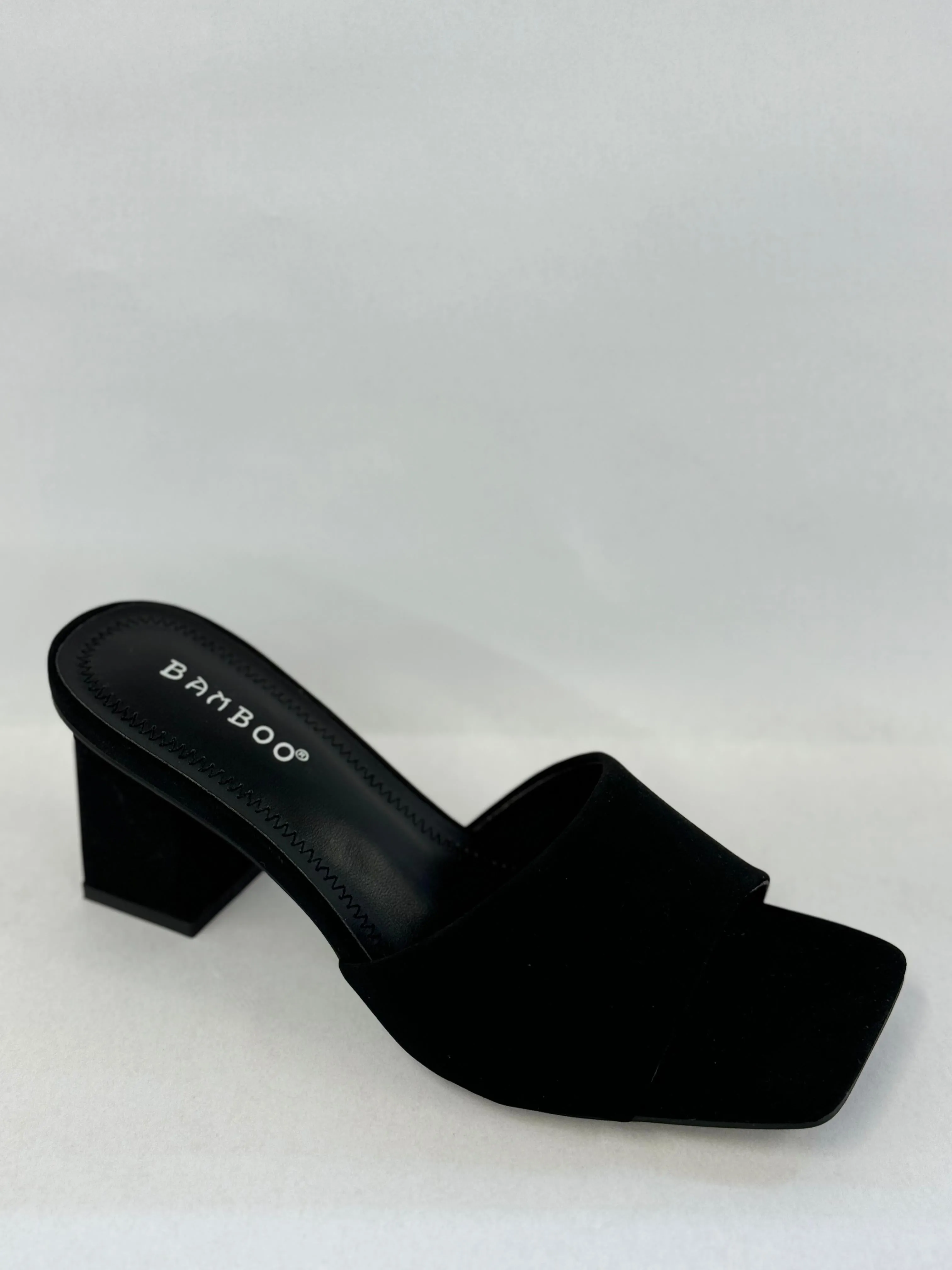 BAMBOO Lasting-54  Women's Open Toe Chunky Heel Mule Sandals