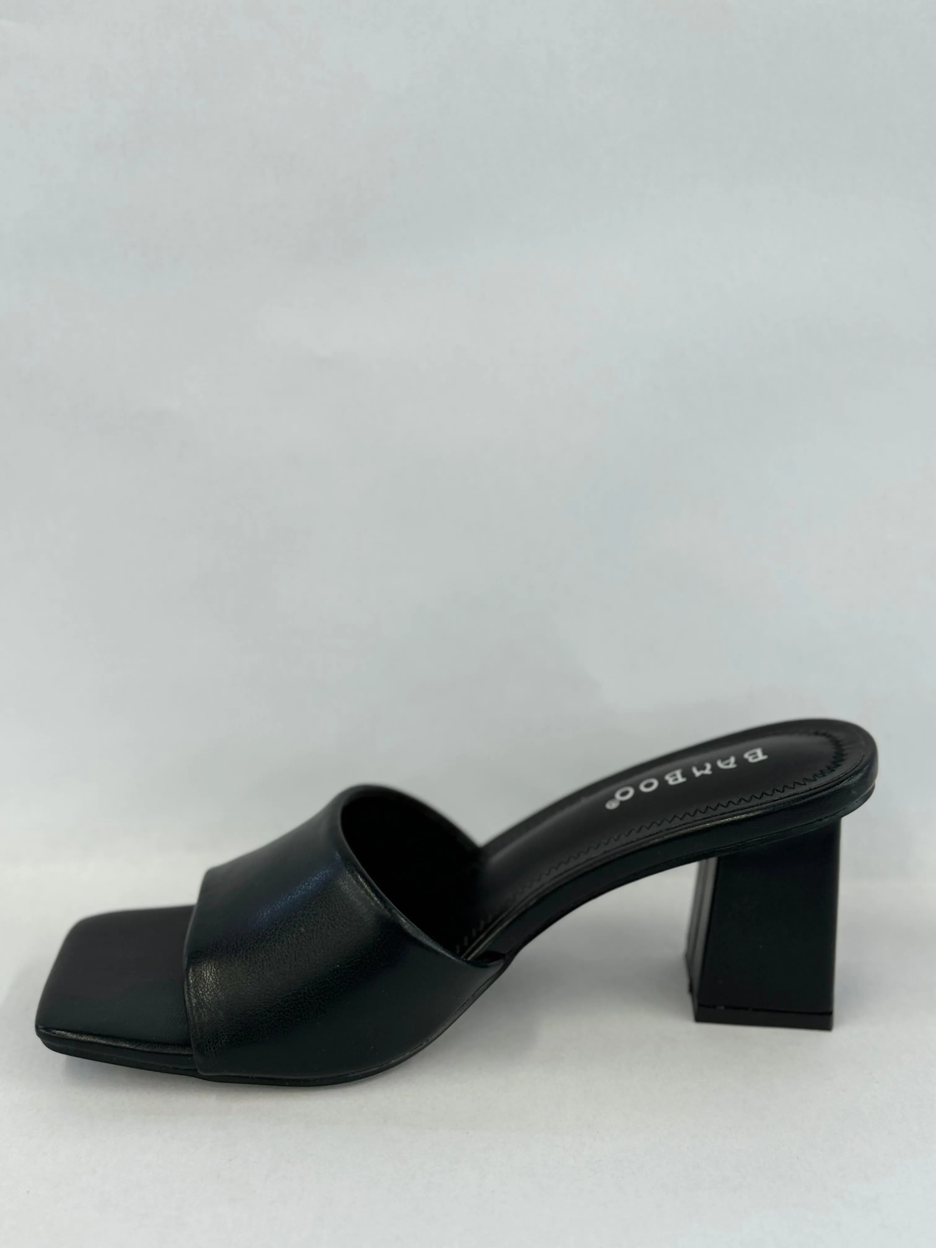 BAMBOO Lasting-54  Women's Open Toe Chunky Heel Mule Sandals