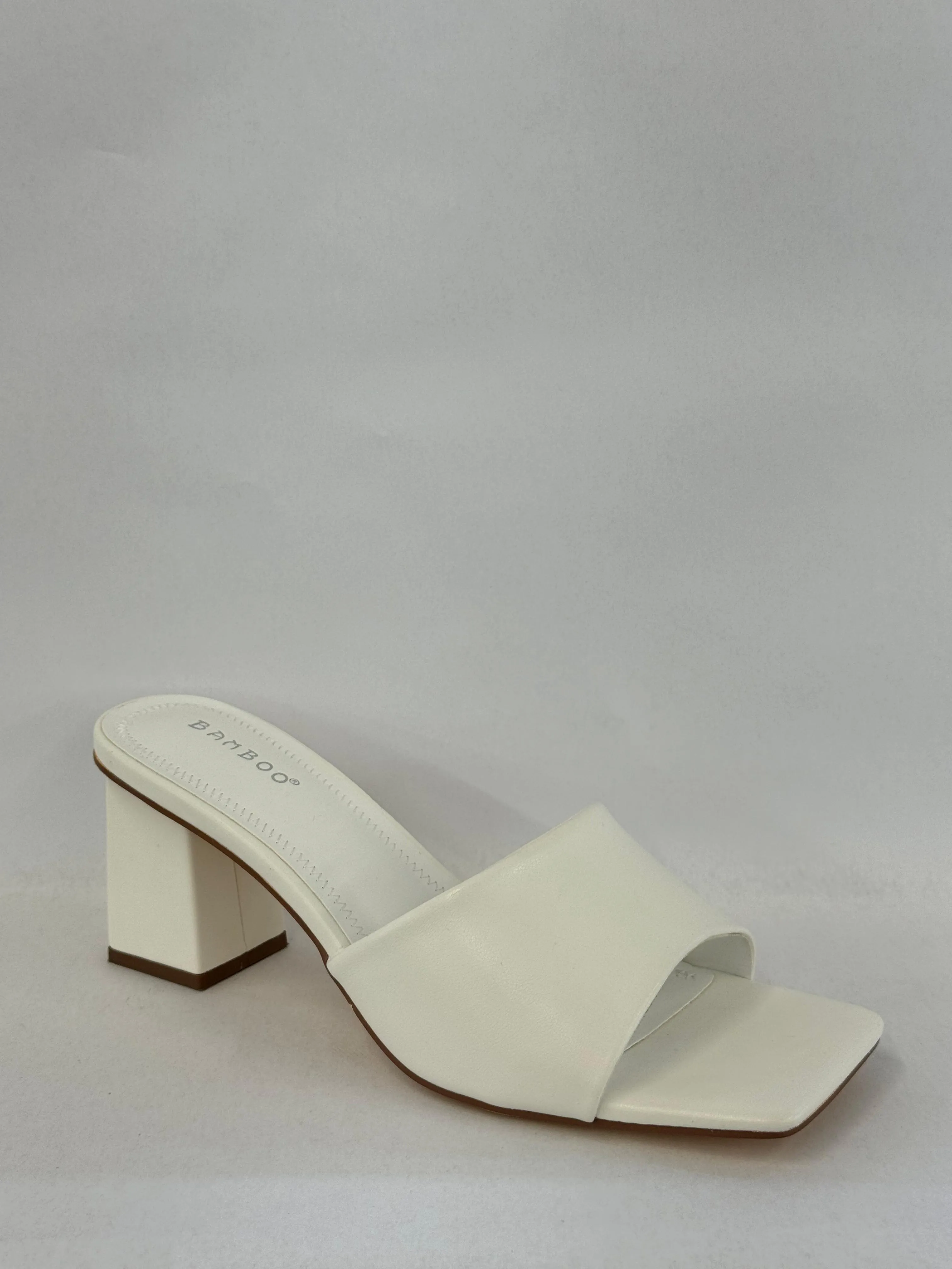 BAMBOO Lasting-54  Women's Open Toe Chunky Heel Mule Sandals