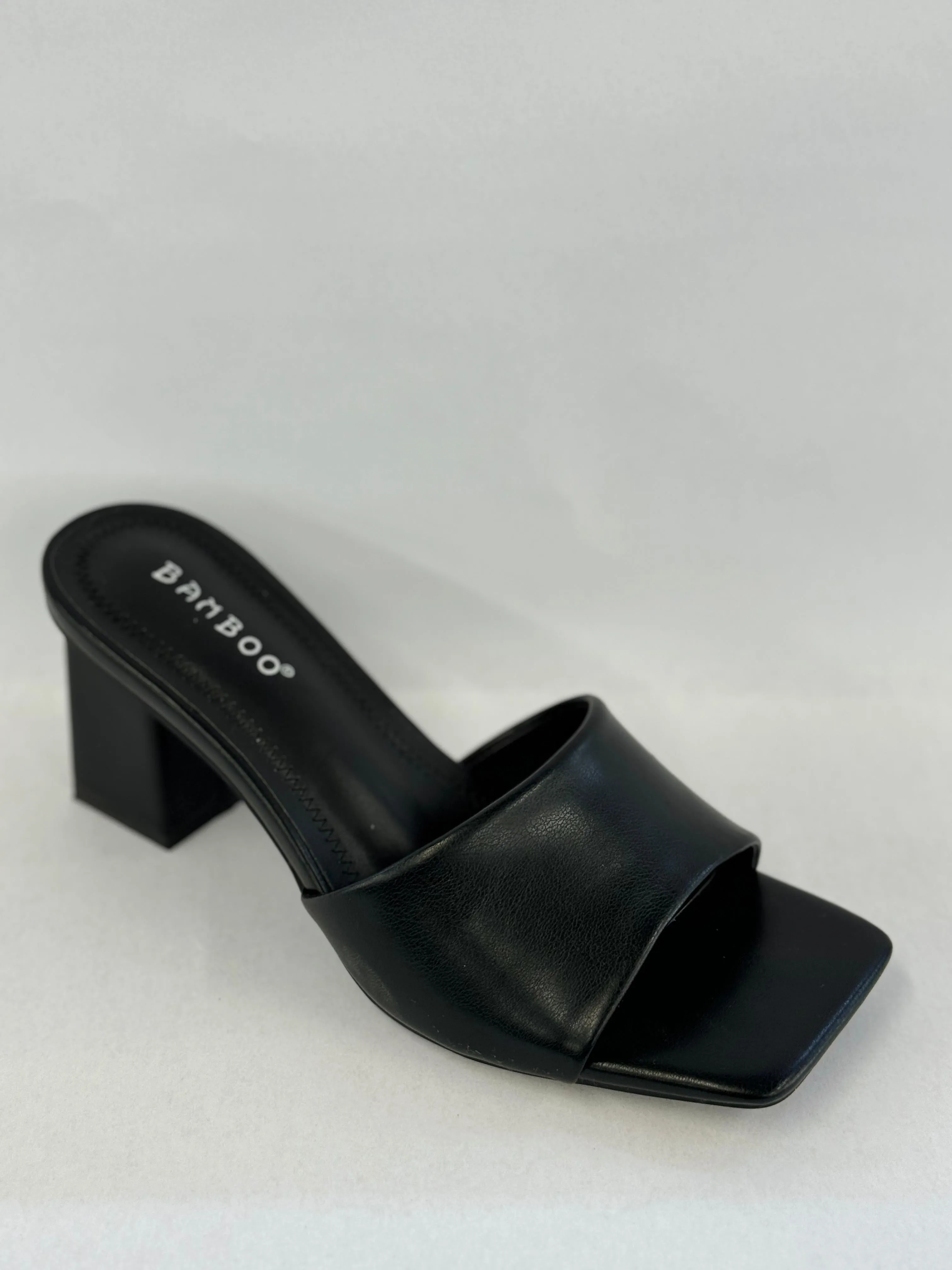 BAMBOO Lasting-54  Women's Open Toe Chunky Heel Mule Sandals
