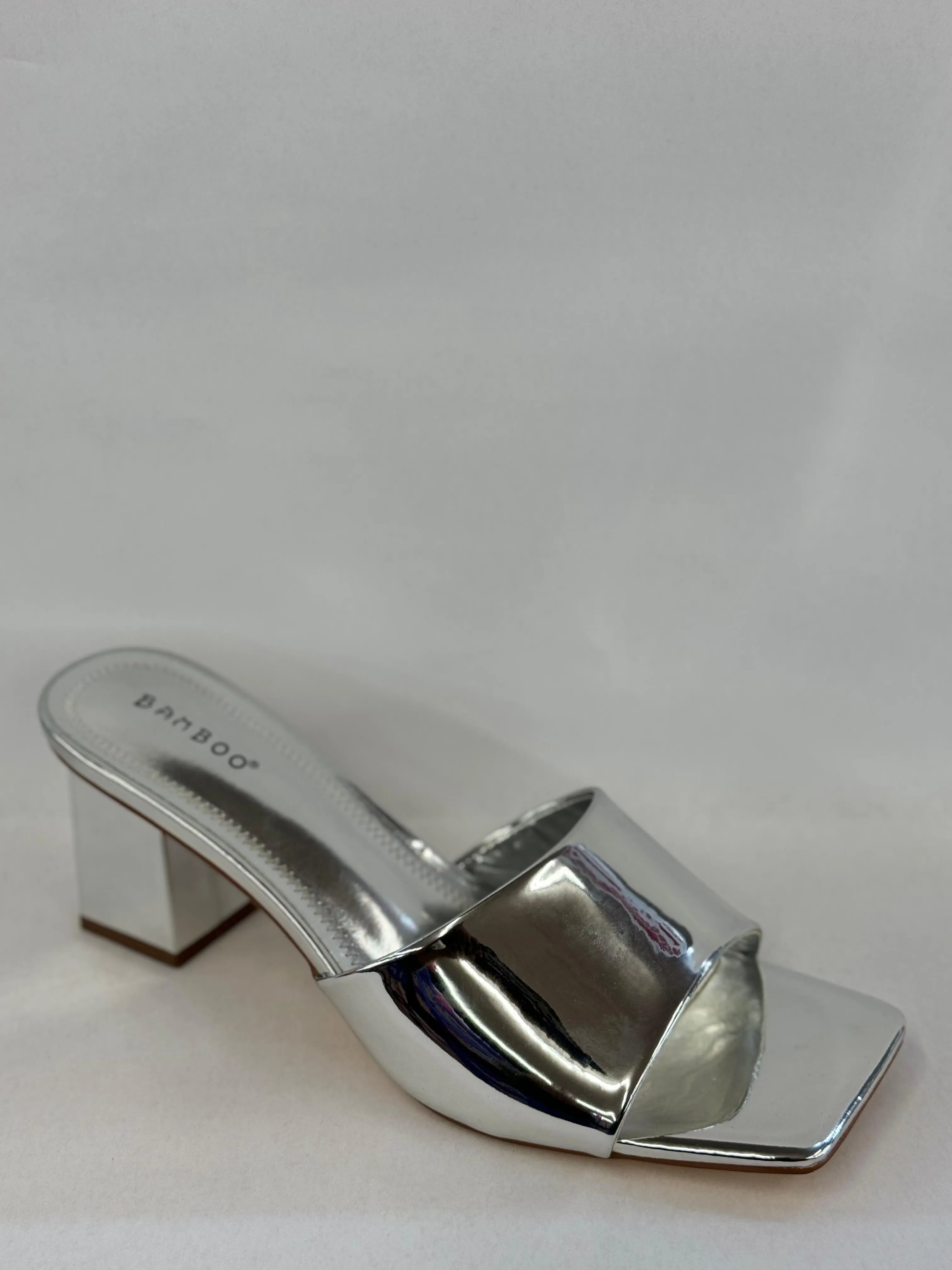 BAMBOO Lasting-54  Women's Open Toe Chunky Heel Mule Sandals