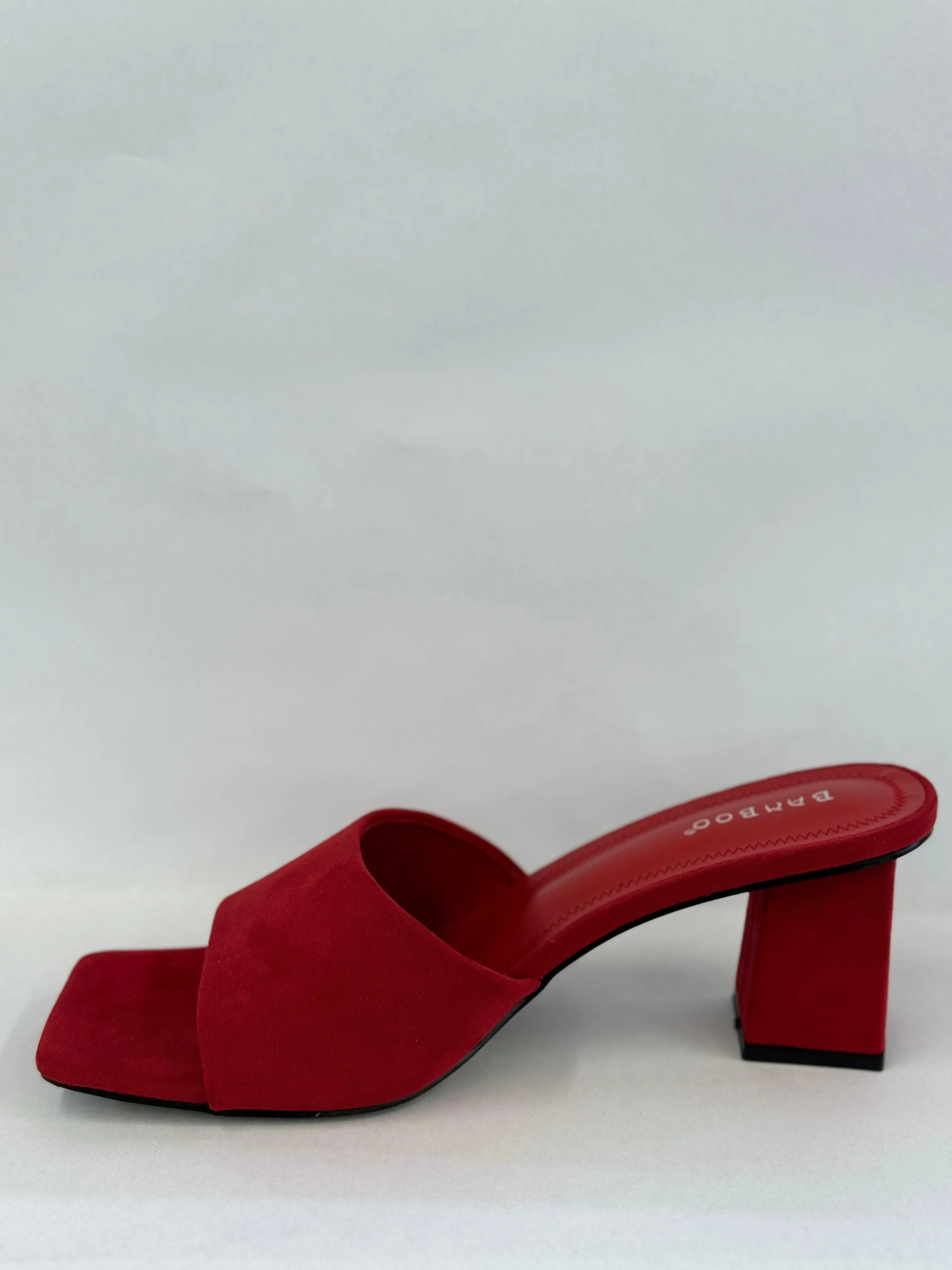 BAMBOO Lasting-54  Women's Open Toe Chunky Heel Mule Sandals