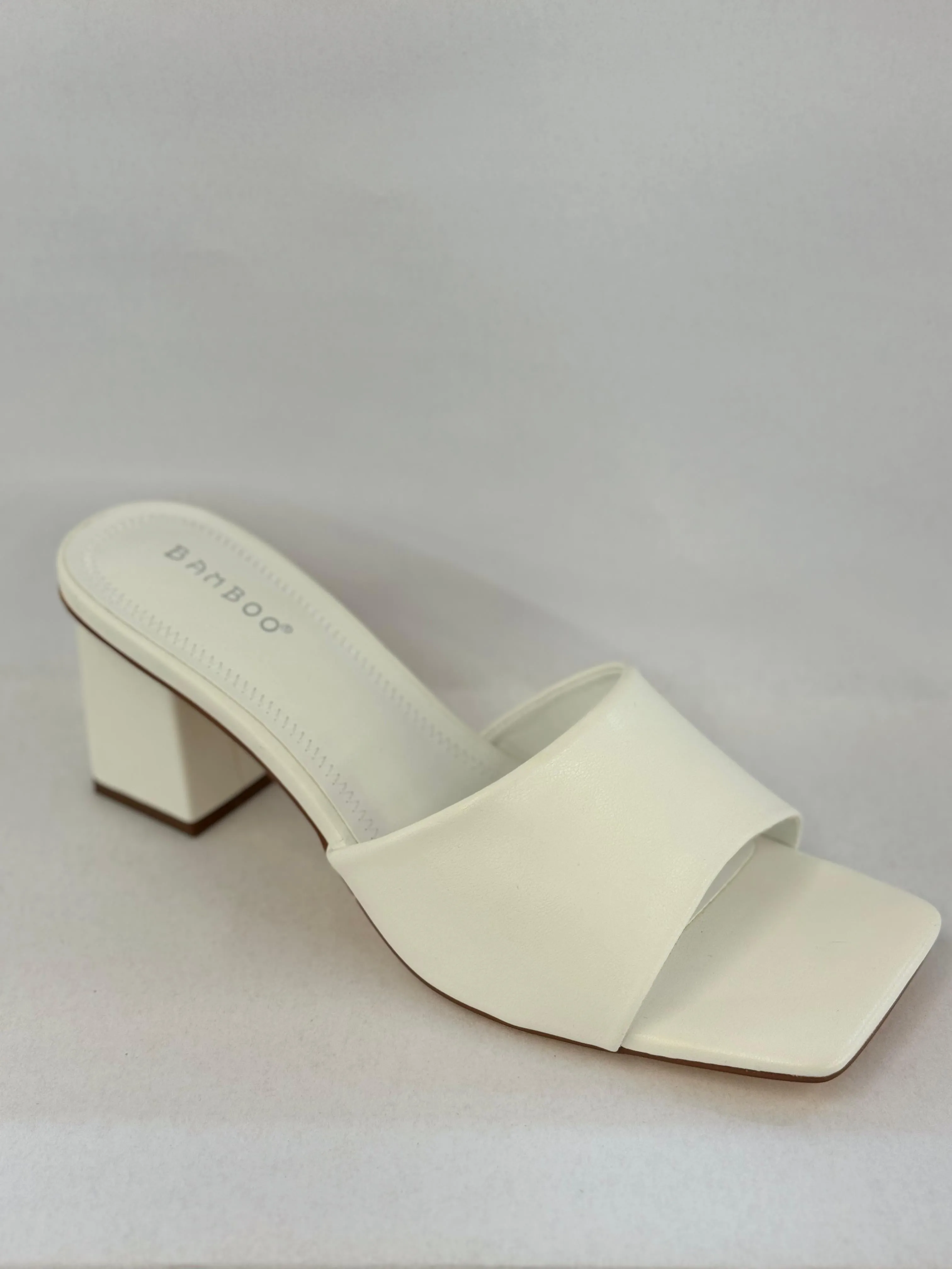 BAMBOO Lasting-54  Women's Open Toe Chunky Heel Mule Sandals