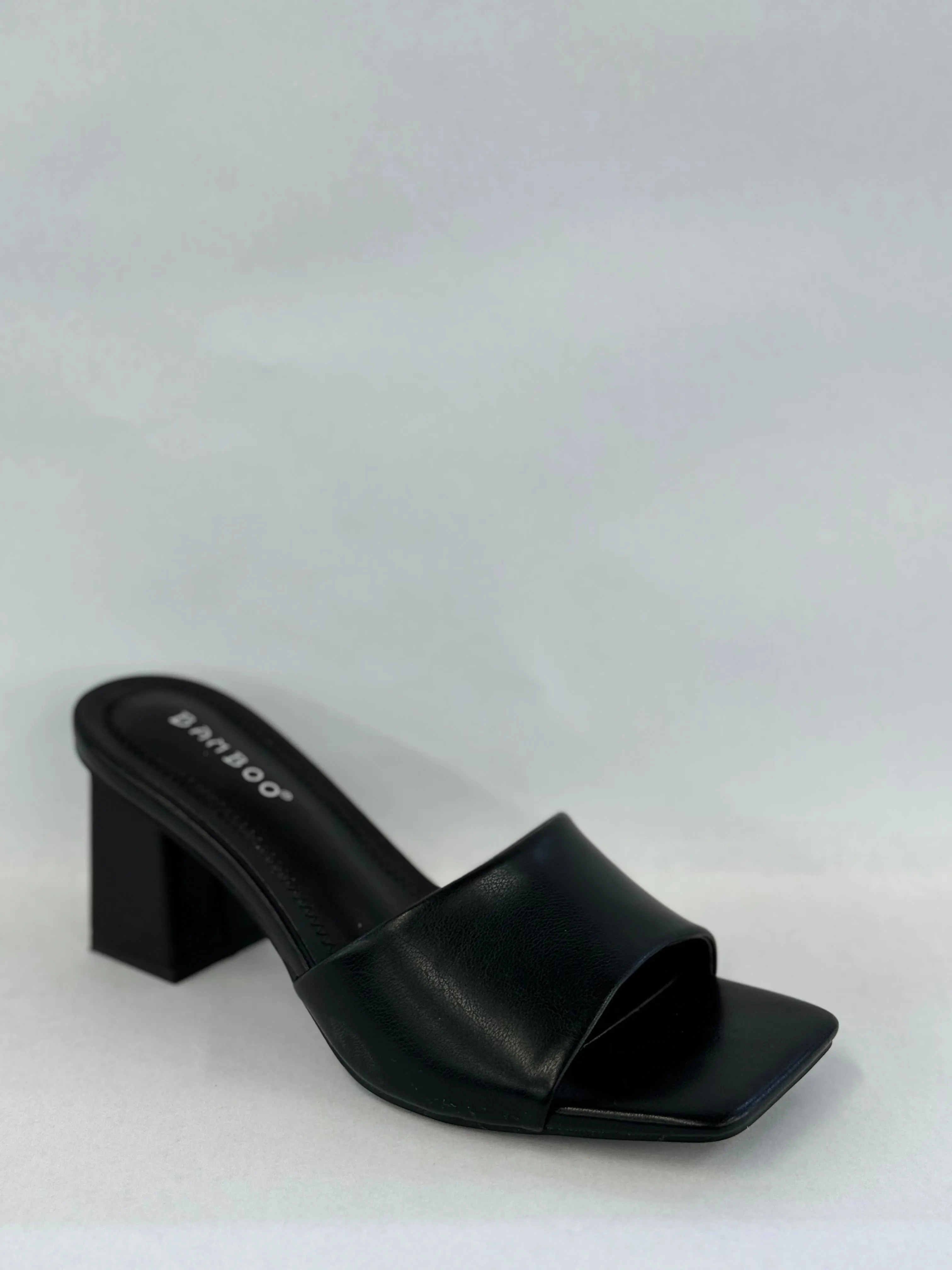 BAMBOO Lasting-54  Women's Open Toe Chunky Heel Mule Sandals