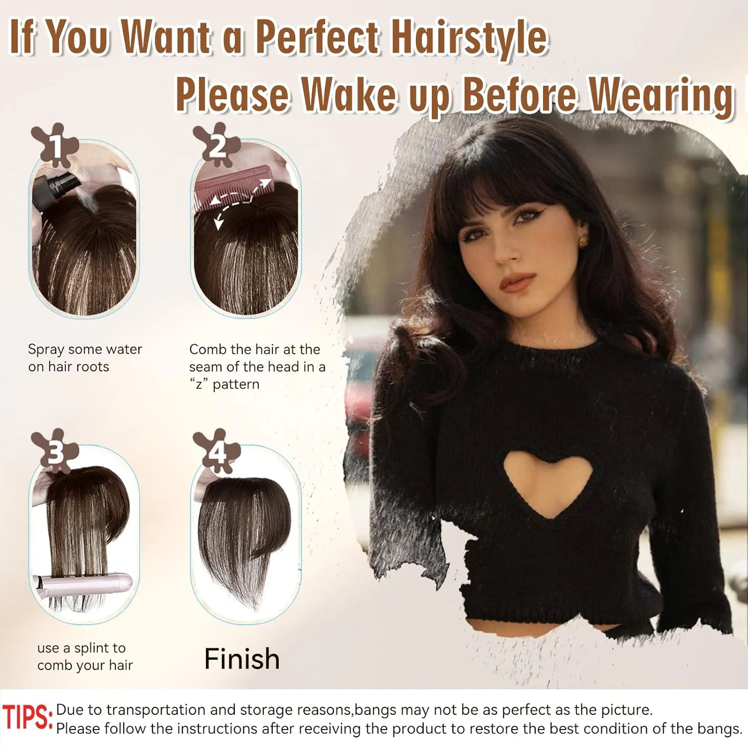 Bangs Hair Clip in Bangs Hair Toppers for Women 100% Real Human Hair Clip on Bangs for Women Dark Brown Wispy Fack Bangs 360°Cover Lace Topper Bangs for Daily Wear