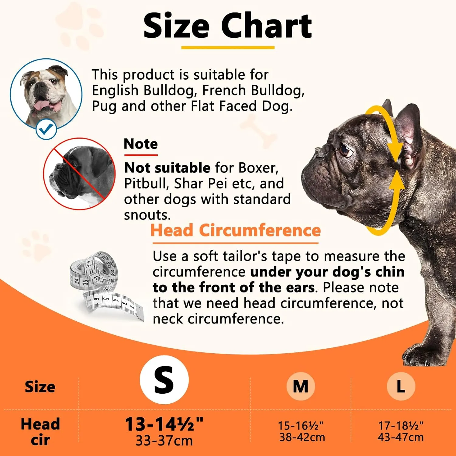 BARKLESS Short Snout Dog Muzzle, Soft Silicone Flat Faced Muzzle for French Bulldog Shih Tzu and Pug for Biting Chewing Licking and Grooming, Allows Panting
