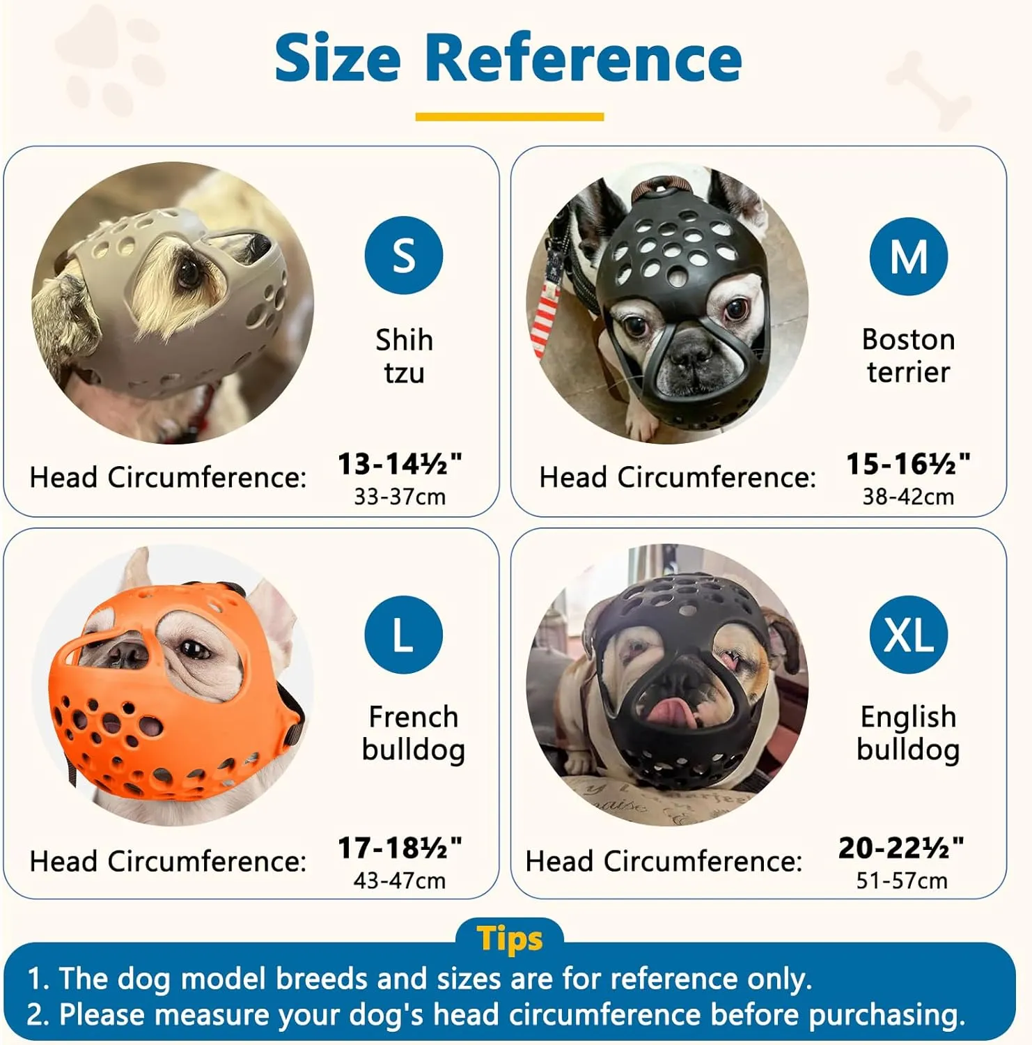 BARKLESS Short Snout Dog Muzzle, Soft Silicone Flat Faced Muzzle for French Bulldog Shih Tzu and Pug for Biting Chewing Licking and Grooming, Allows Panting