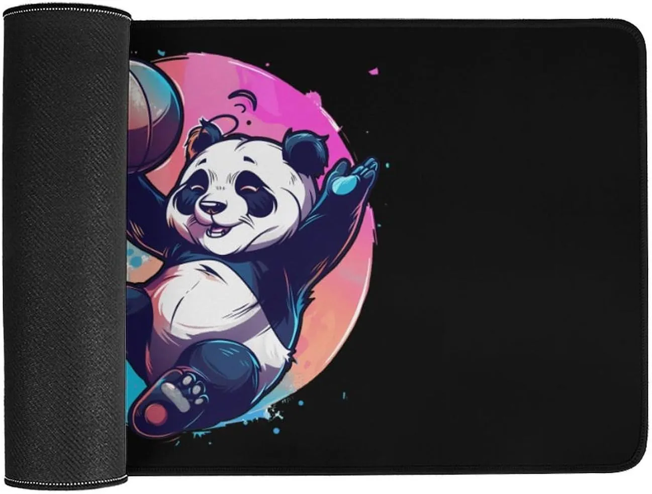 Basketball Panda Slam Dunk Large Mouse Pad Desk Pad Gaming Mouse Mat with Non-Slip Rubber Base for Office and Home 30x60cm