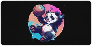 Basketball Panda Slam Dunk Large Mouse Pad Desk Pad Gaming Mouse Mat with Non-Slip Rubber Base for Office and Home 30x60cm