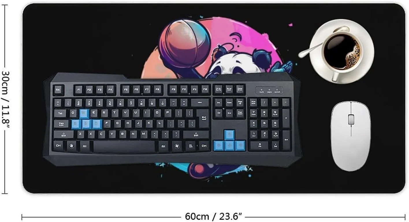 Basketball Panda Slam Dunk Large Mouse Pad Desk Pad Gaming Mouse Mat with Non-Slip Rubber Base for Office and Home 30x60cm