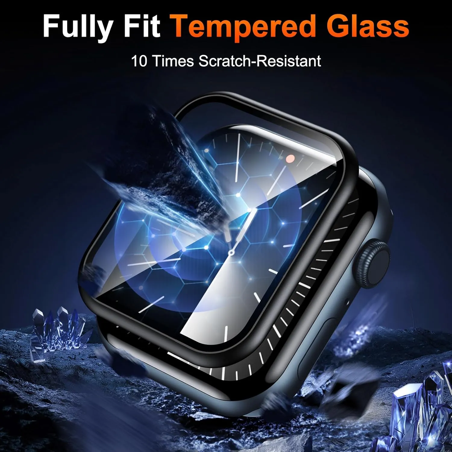 BAZO 2 Pack for Apple Watch Screen Protector 45mm Series 9/8/7, Upgrade Tempered Glass Edge Full Coverage [Double Durability] Bubble Free Easy Installation for iWatch 45mm Accessories-Black