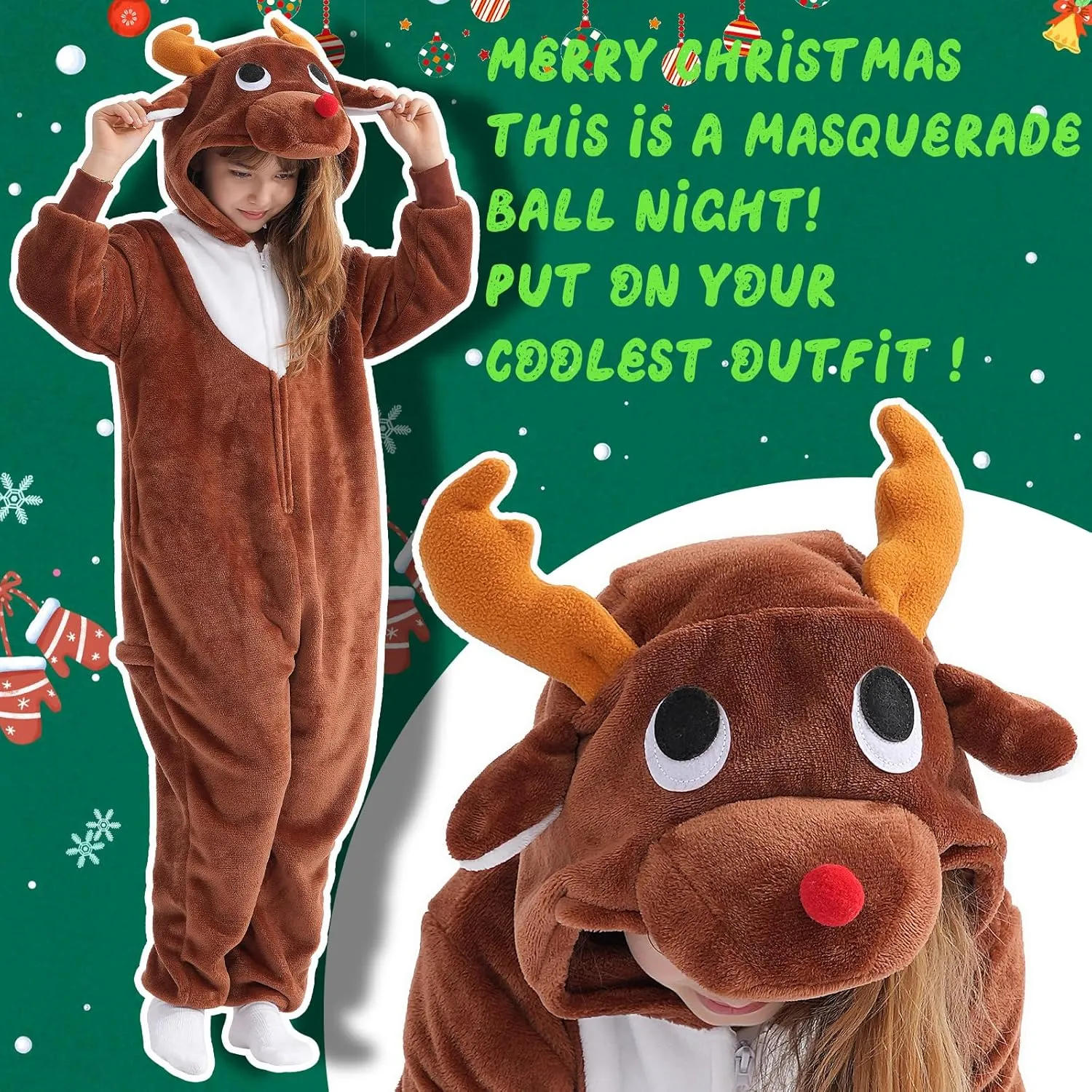 Beauty Shine Onesie Cartoon Animal Costume One Piece Pajamas Cosplay Halloween Christmas Sleepwear Jumpsuit Homewear