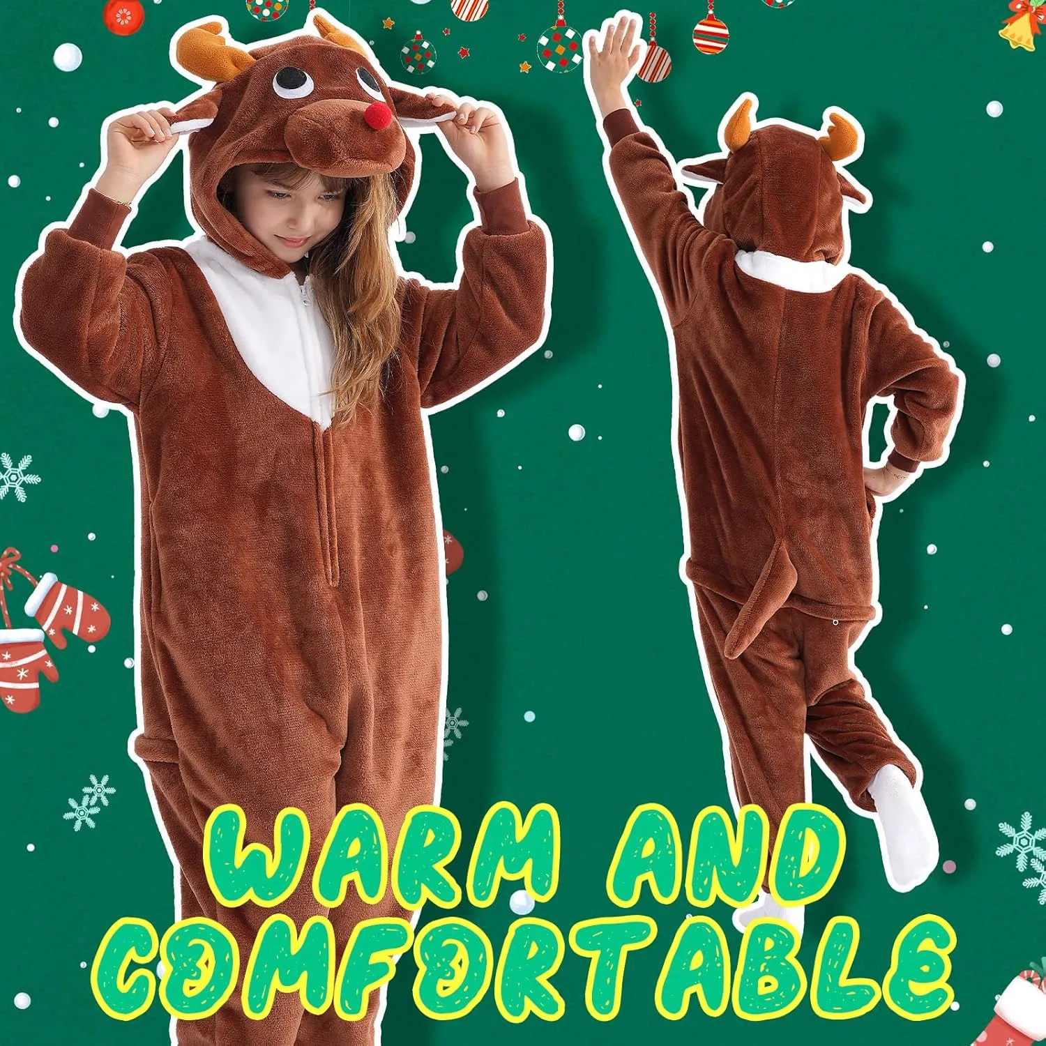 Beauty Shine Onesie Cartoon Animal Costume One Piece Pajamas Cosplay Halloween Christmas Sleepwear Jumpsuit Homewear