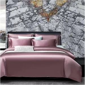 Bed Sheets Set, Mulberry Silk Duvet Cover, Silk Bedding, Comfortable and Soft Duvet Cover Set, 1 Bed Duvet Cover 1 Bed Sheet 2 Pillowcases(B,Twin)