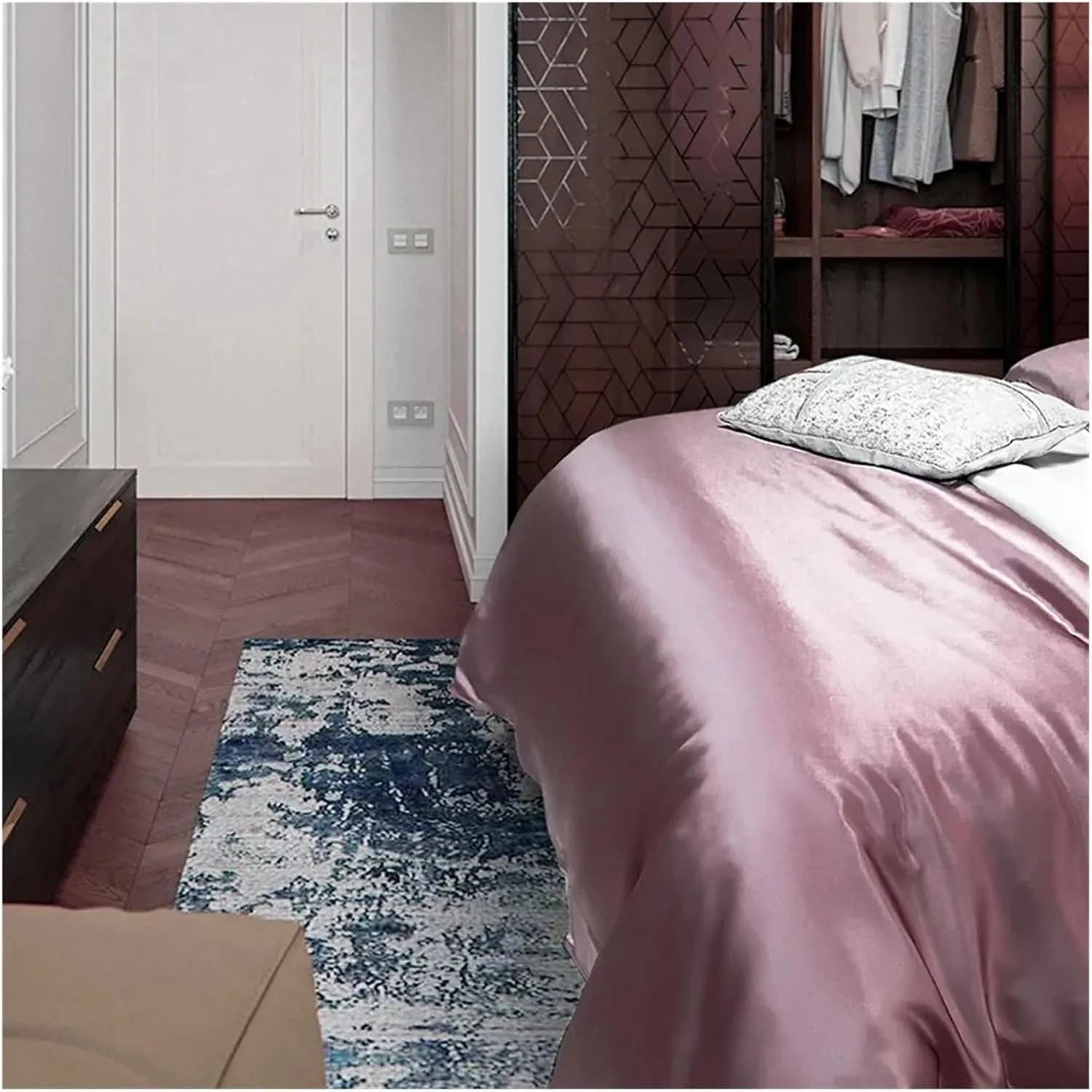 Bed Sheets Set, Mulberry Silk Duvet Cover, Silk Bedding, Comfortable and Soft Duvet Cover Set, 1 Bed Duvet Cover 1 Bed Sheet 2 Pillowcases(B,Twin)