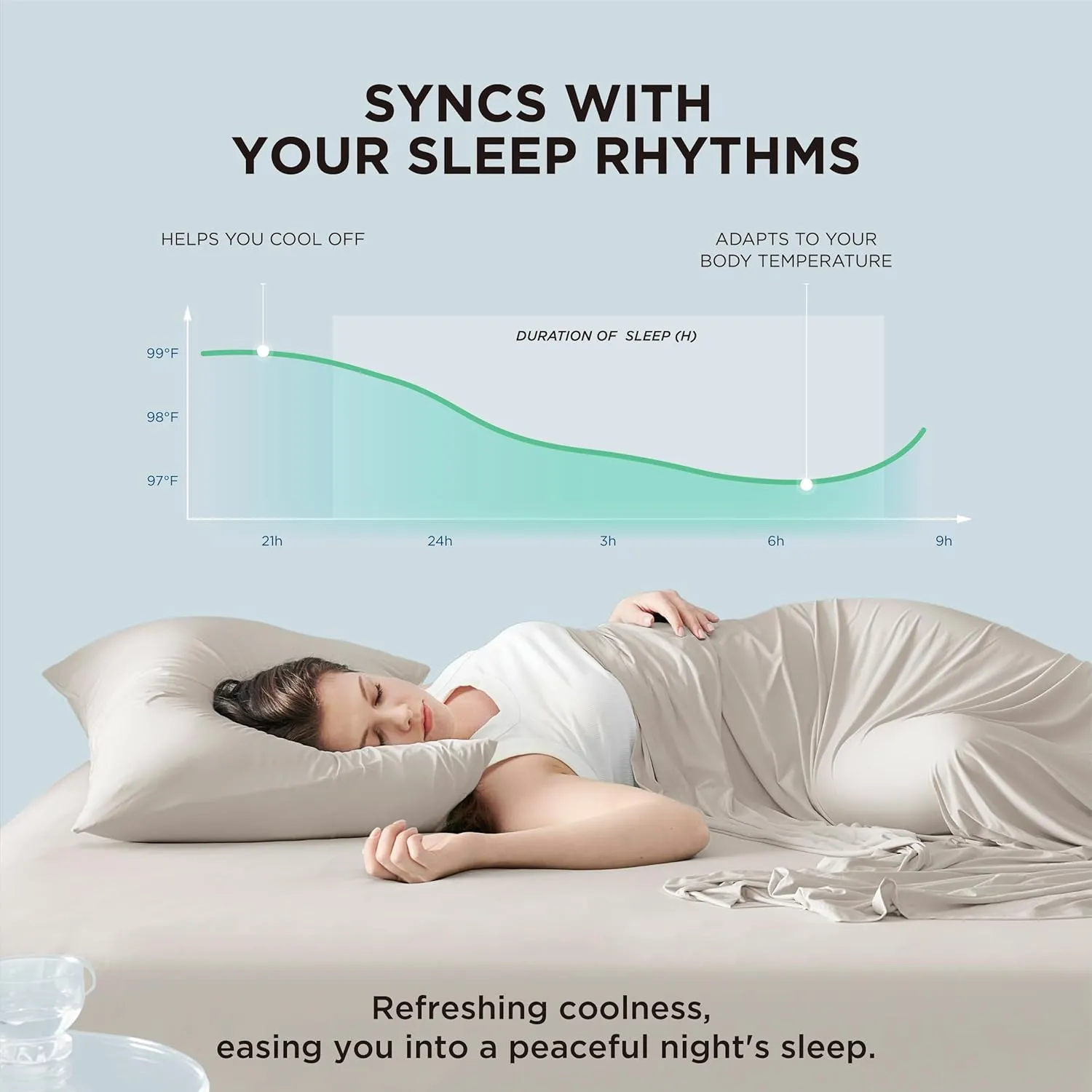 Bedsure Cooling Sheets King Size, Cooling Bed Sheets for Hot Sleepers, Chill Cool Sheet, Deep Pocket Up to 18 Inches, Soft & Breathable King Size Sheets Set, 4 Pieces, Beige