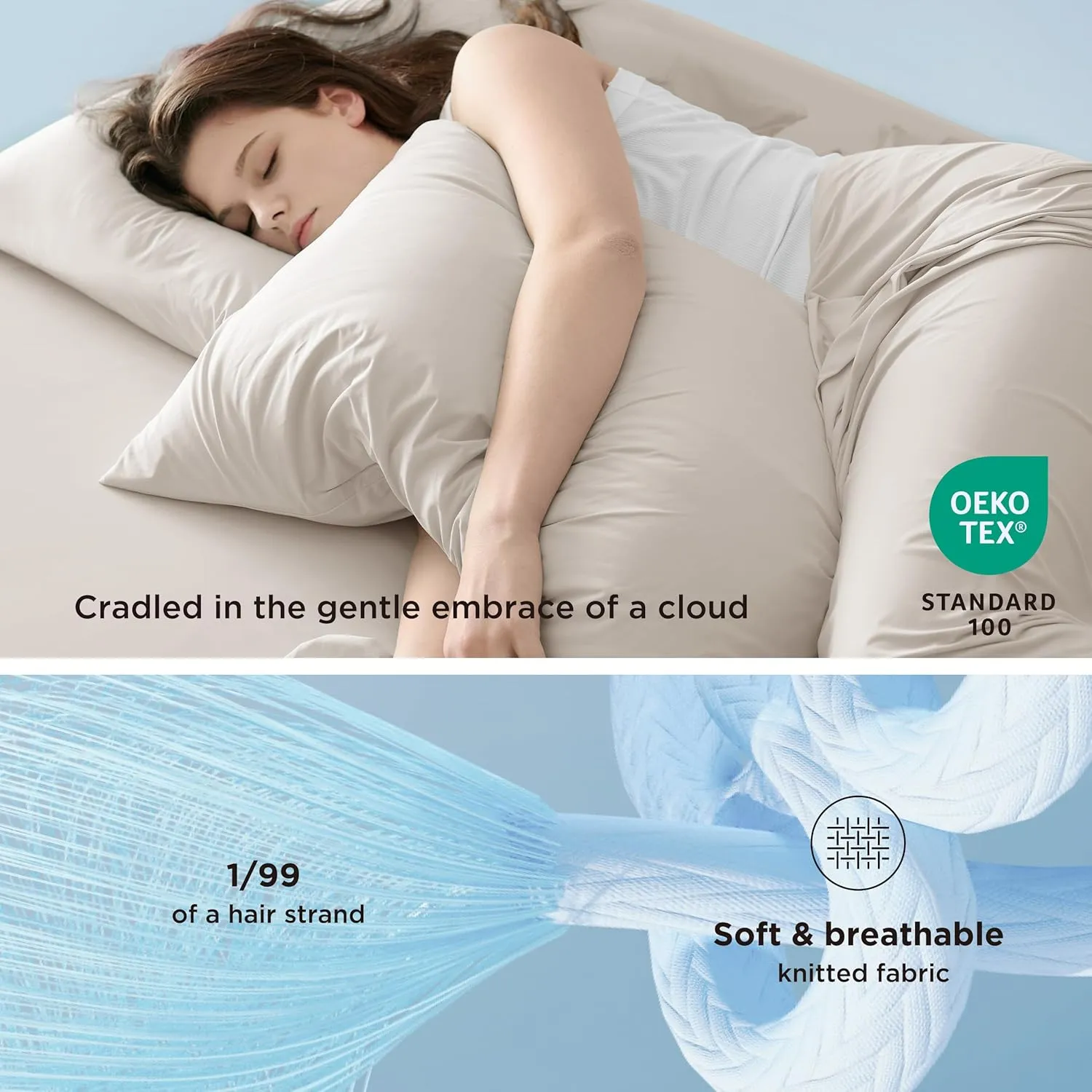 Bedsure Cooling Sheets King Size, Cooling Bed Sheets for Hot Sleepers, Chill Cool Sheet, Deep Pocket Up to 18 Inches, Soft & Breathable King Size Sheets Set, 4 Pieces, Beige