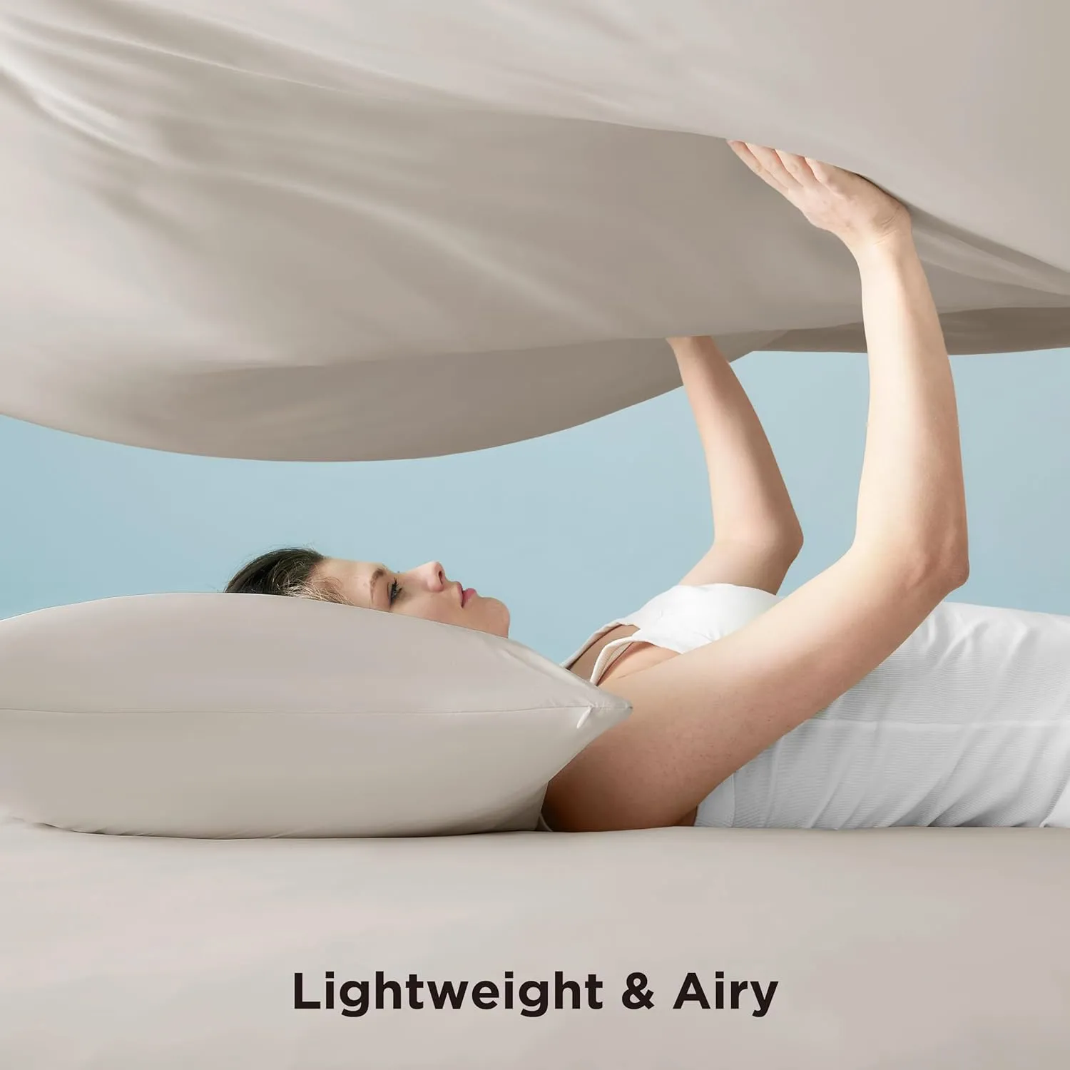 Bedsure Cooling Sheets King Size, Cooling Bed Sheets for Hot Sleepers, Chill Cool Sheet, Deep Pocket Up to 18 Inches, Soft & Breathable King Size Sheets Set, 4 Pieces, Beige