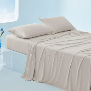Bedsure Cooling Sheets King Size, Cooling Bed Sheets for Hot Sleepers, Chill Cool Sheet, Deep Pocket Up to 18 Inches, Soft & Breathable King Size Sheets Set, 4 Pieces, Beige