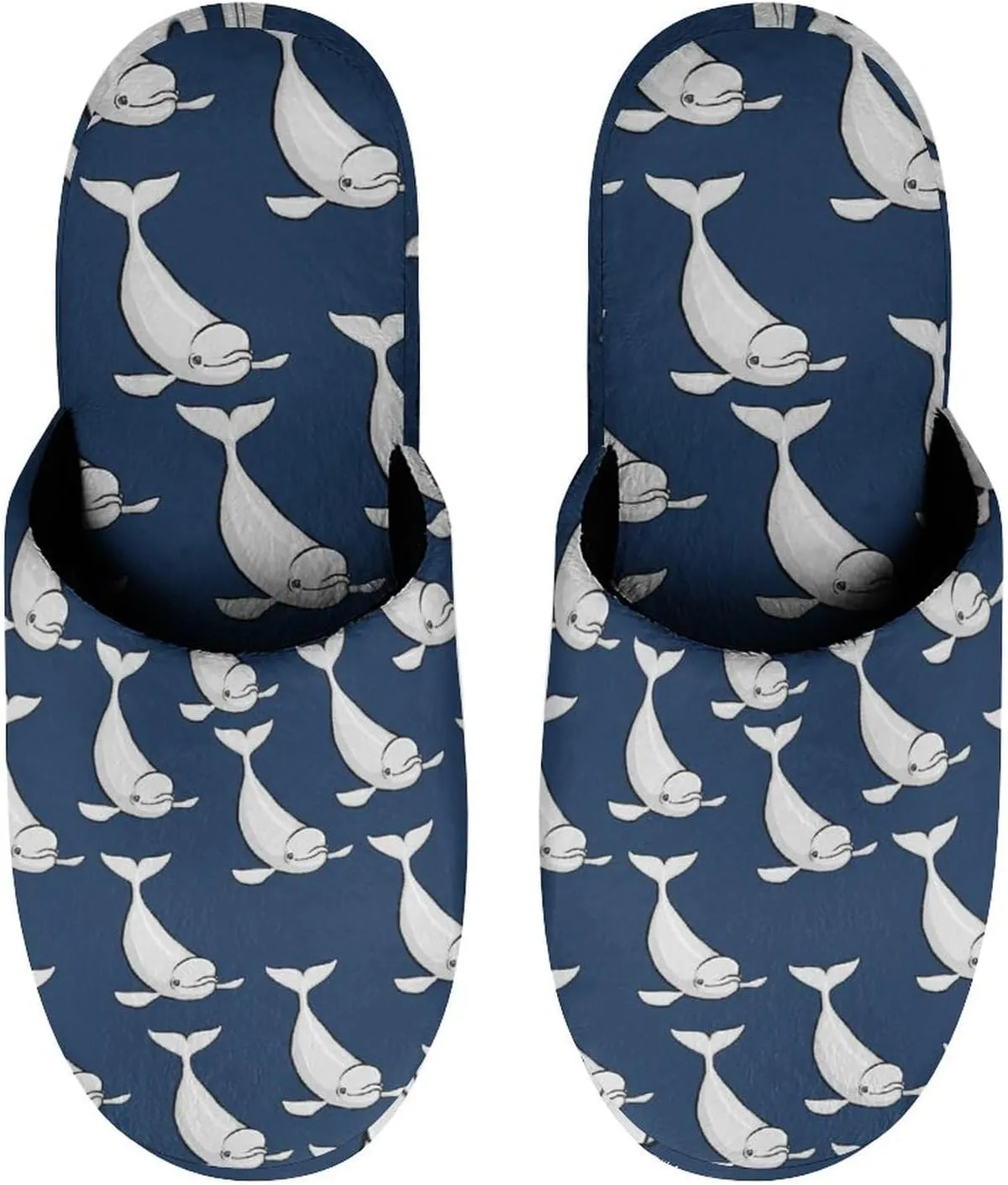 Beluga Whale House Shoes Flannel Anti-Skid Sole Closed Toe Cotton Slippers Indoor Scuff Unisex