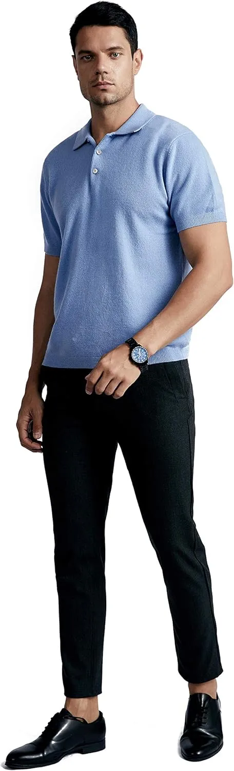 BEYOND FASHION Men's Polo Shirt Short Sleeve Soft Light Weight - 100% Pure Cashmere