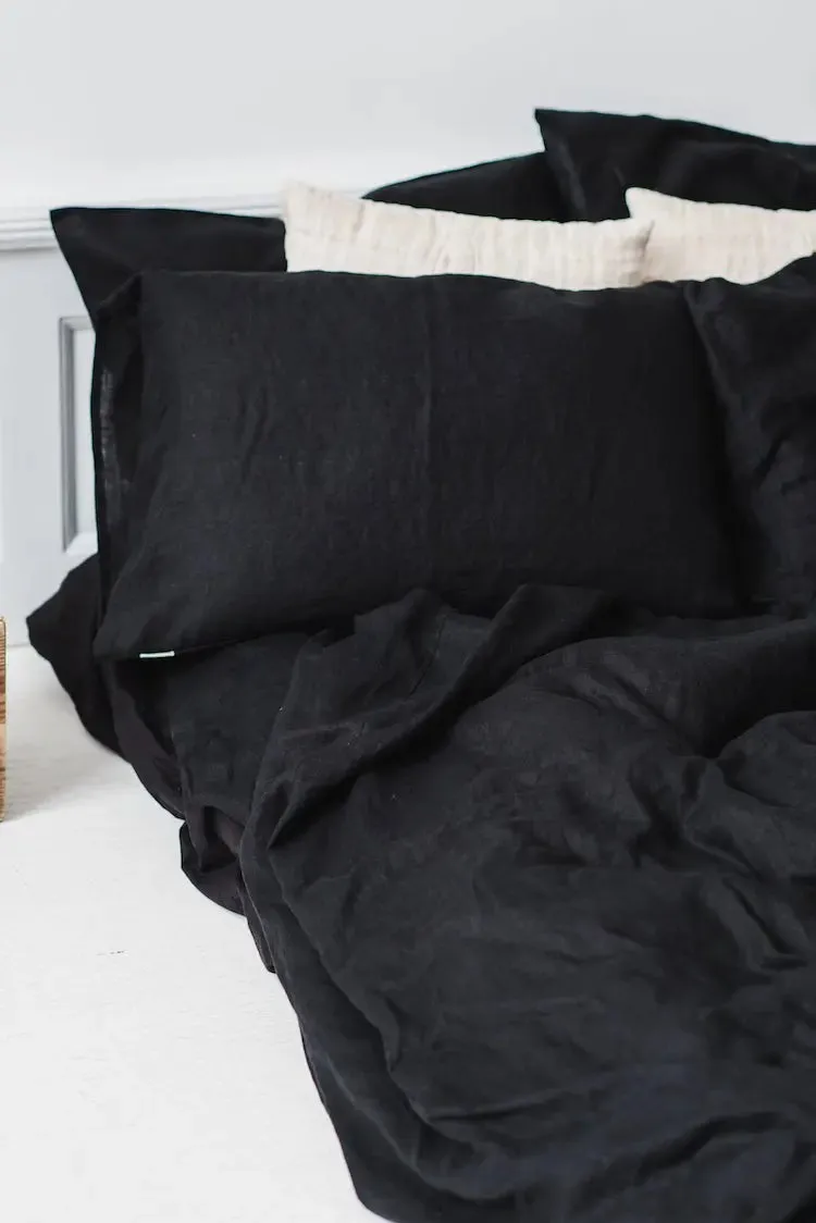 Black Linen Fitted Sheet