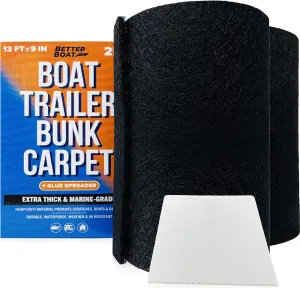 Boat Trailer Bunk Carpet, Black Marine Carpet, Replacement for Trailer Bunk Boards, Boat Lift Bunks, and Runners,Durable Bunker Material Covers