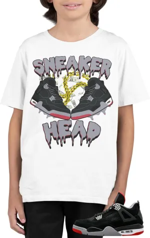 Boys T Shirt (Youth) Kids Sneaker Head in Jordan 4 Thunder Colors, Big Kids Graphic Tee