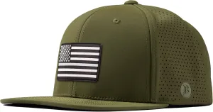 Branded Bills Vintage Old Glory PVC Elite Classic Hat, Fits 7-7.5, with Flat Bill, Performance Paneling, Adjustable Snapback