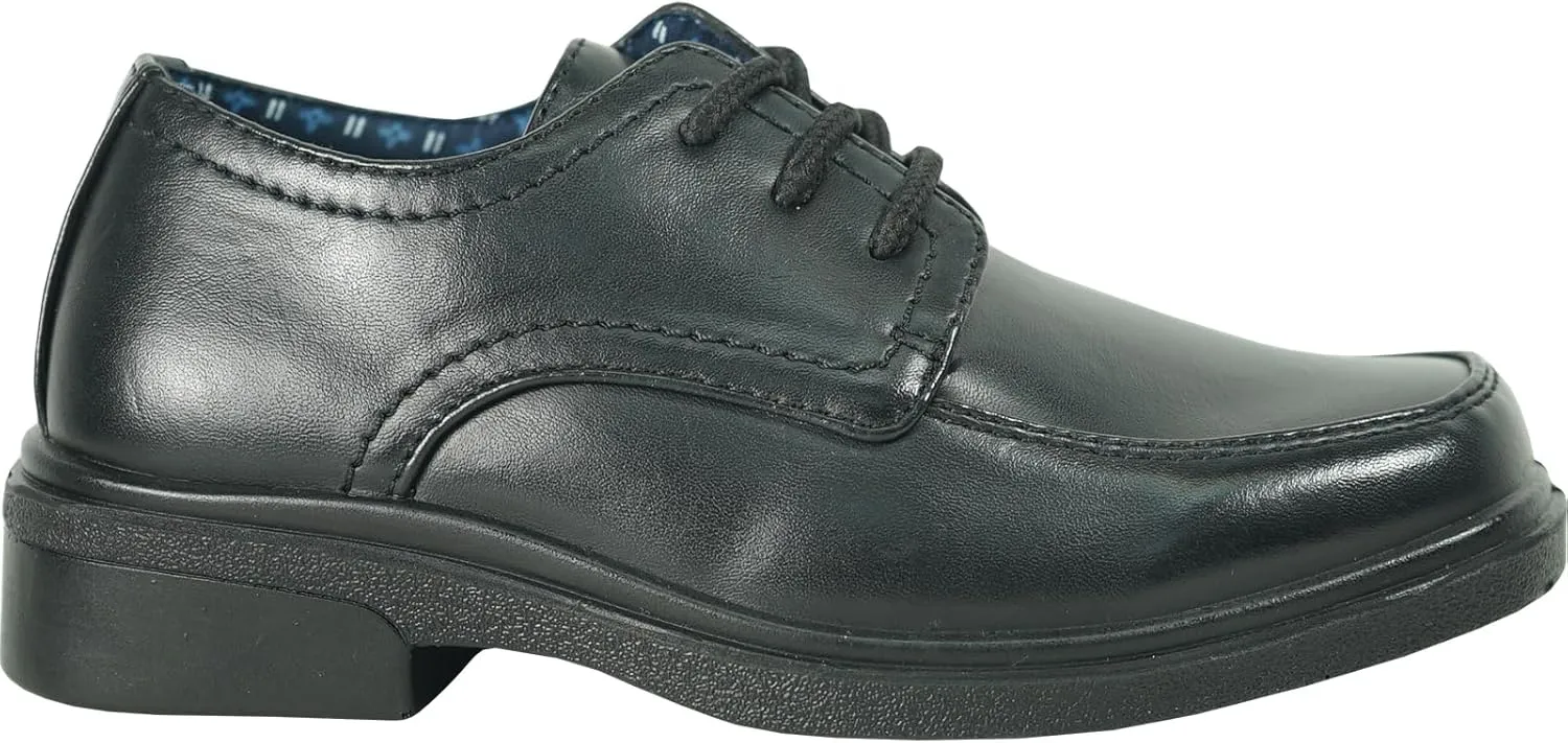 bravo! Boy Classic Slip-on Loafer and Lace-up Oxford William Kid Dress Shoe School Uniform with Removable Insole and Square Toe Black Brown Black Patent