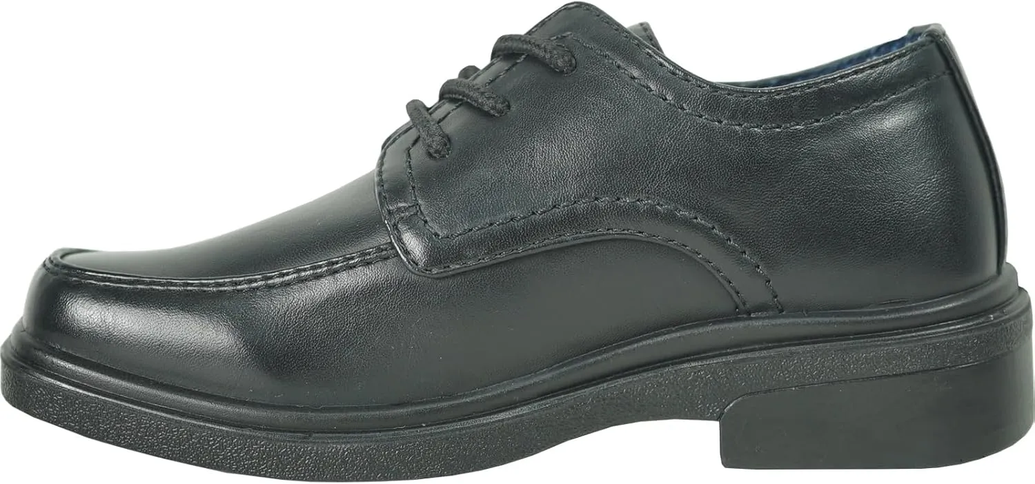 bravo! Boy Classic Slip-on Loafer and Lace-up Oxford William Kid Dress Shoe School Uniform with Removable Insole and Square Toe Black Brown Black Patent
