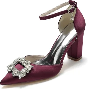 Bride Shoes for Wedding Dress Shoes Chunky Heel High Heels Heeled Sandals Bridal Pointed Toe Closed Toe Pumps Sandal Women Block Heels