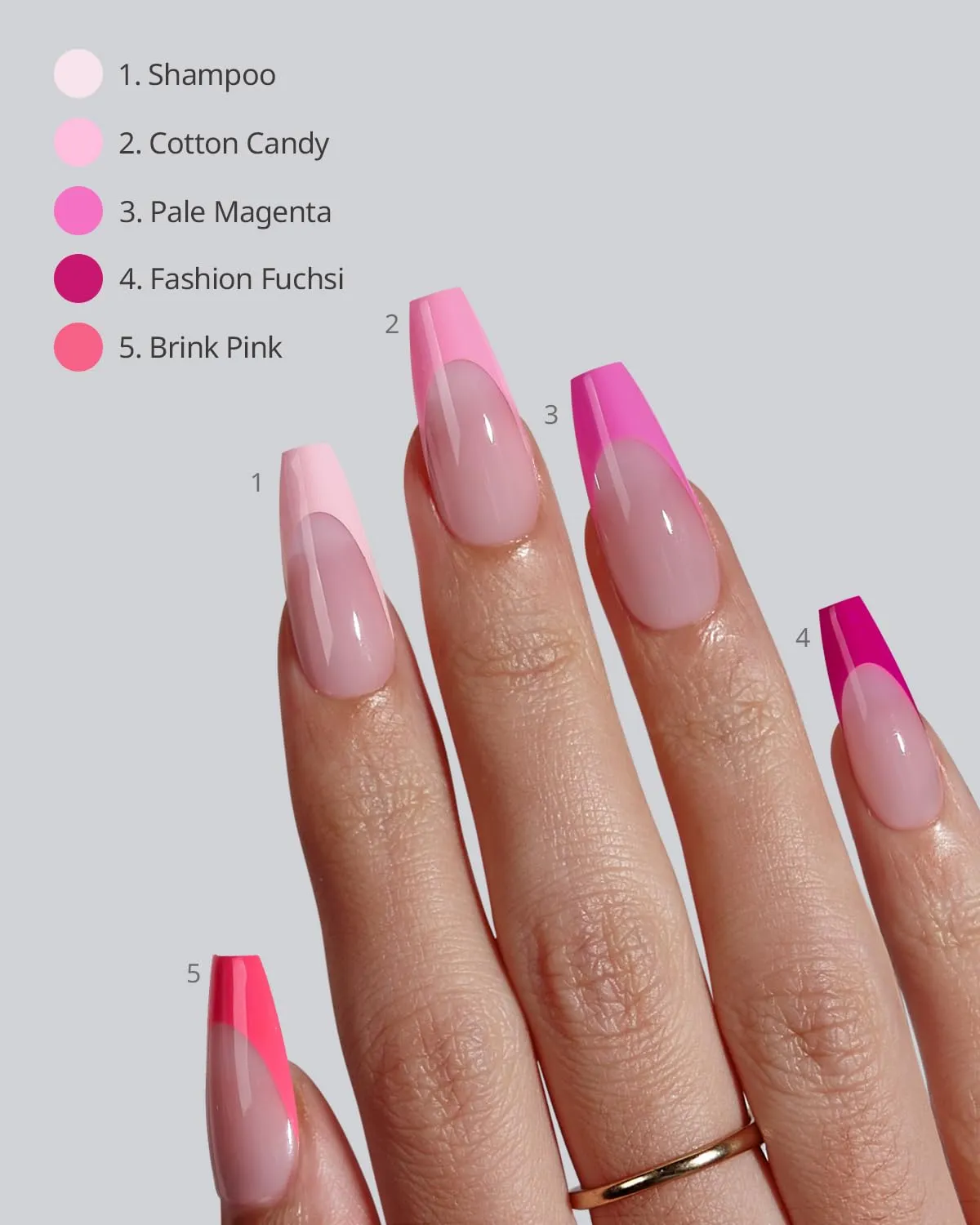 BTArtboxnails XCOATTIPS Pink French Tip Press On Nails - Coffin Press On Nails Medium, Soft Gel Nail Tips, Soak Off Pink Acrylic Fake Nail Extension in 15 Sizes