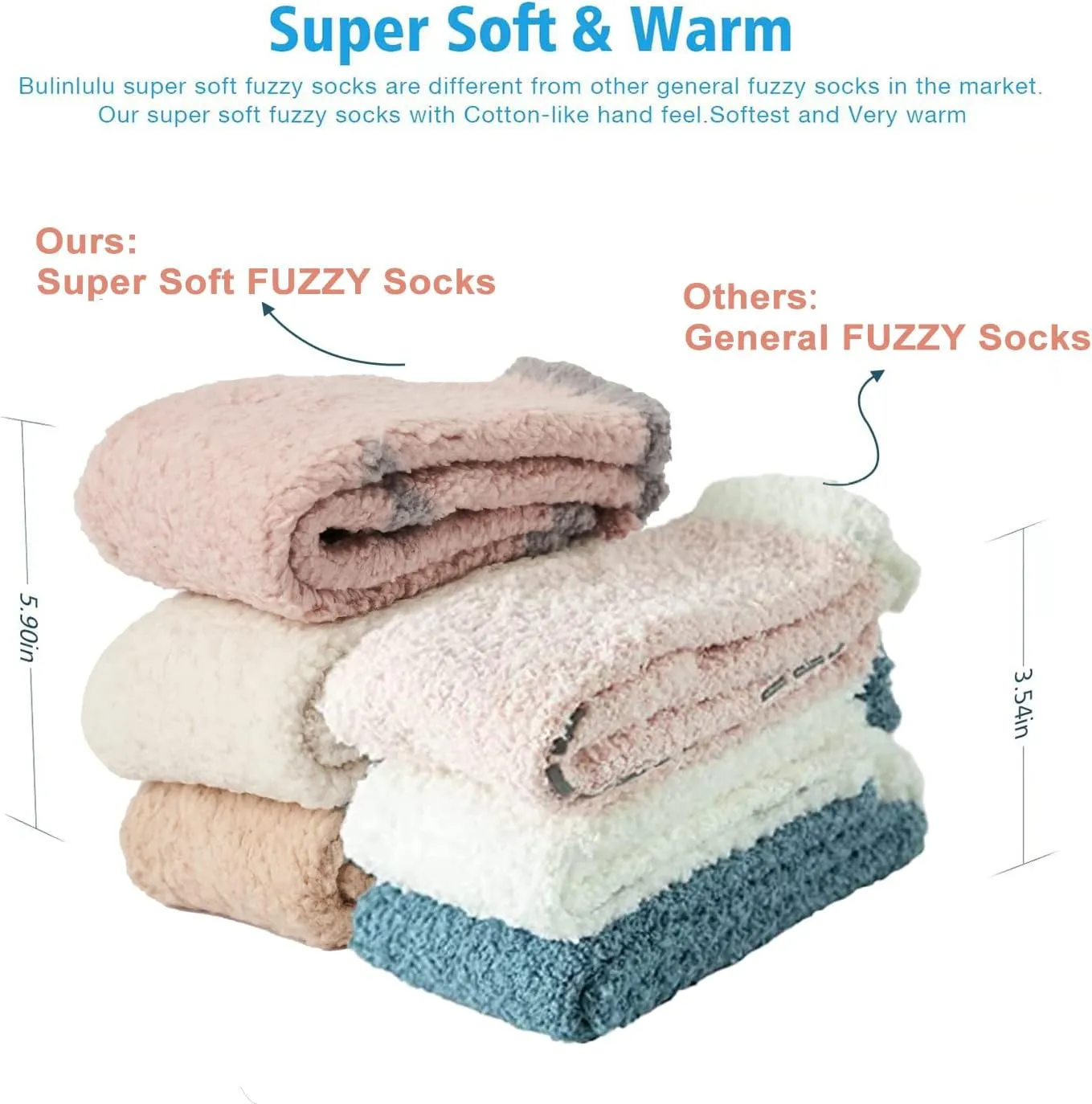 Bulinlulu Fuzzy Socks With Grips for Women 5-Pairs Non Slip Sleep Warm Fluffy Slipper Socks with Grippers for women