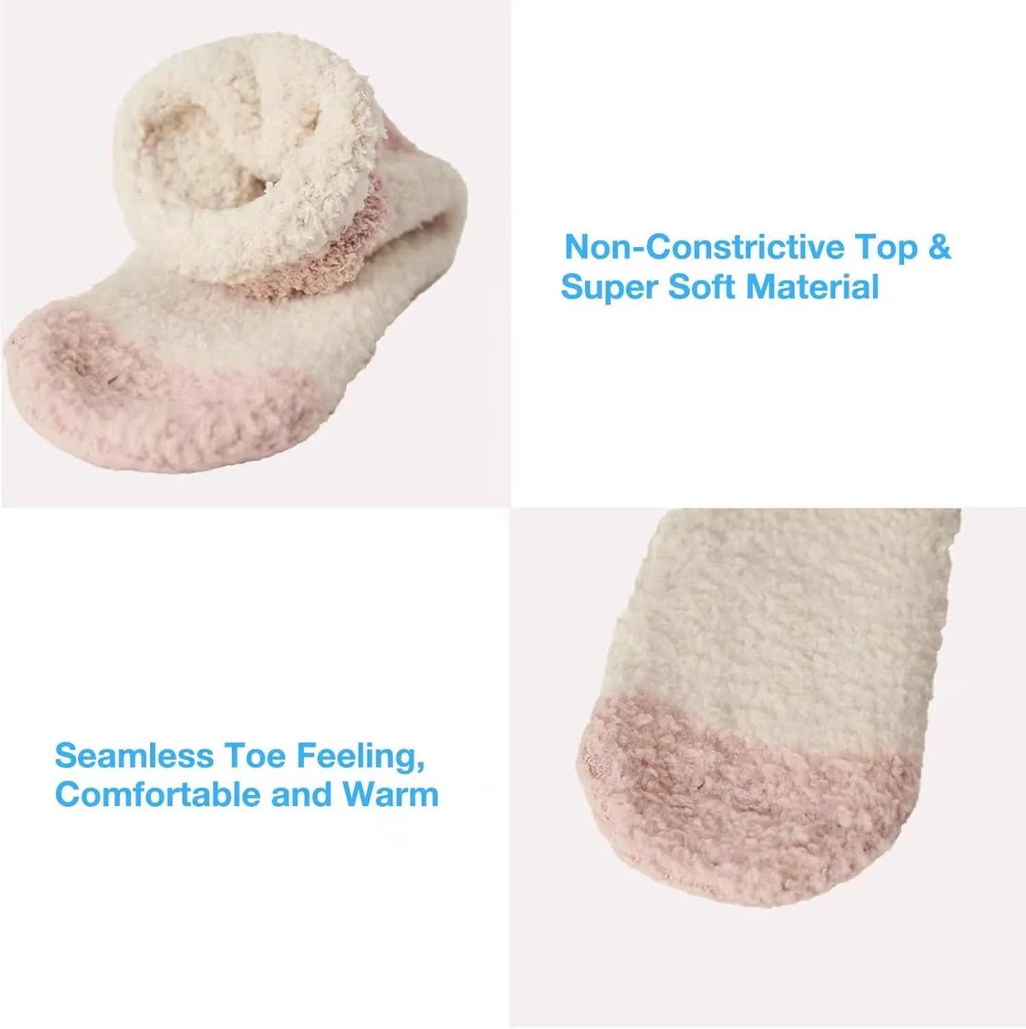 Bulinlulu Fuzzy Socks With Grips for Women 5-Pairs Non Slip Sleep Warm Fluffy Slipper Socks with Grippers for women