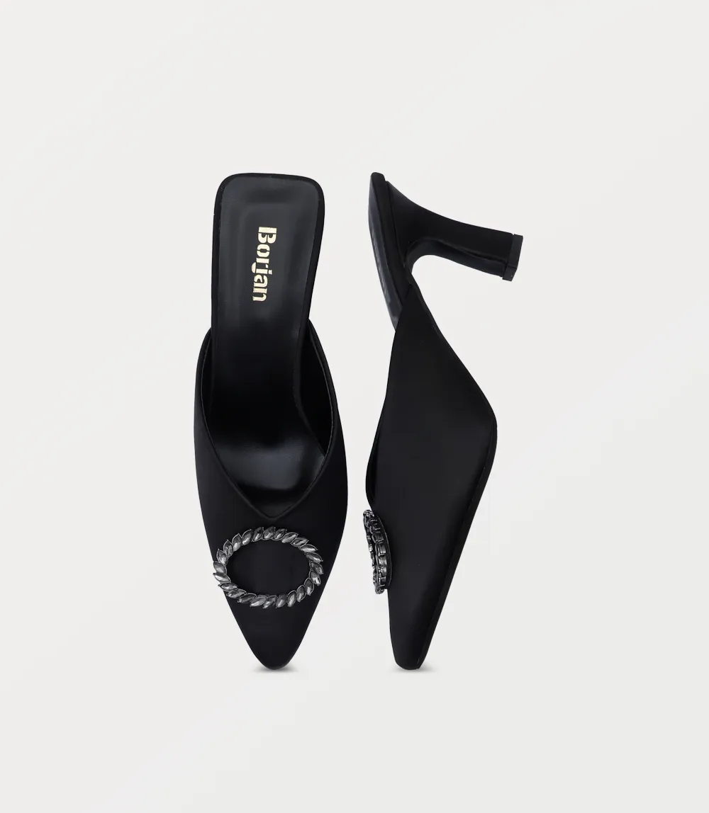 BW10231-BLACK-Women Mule