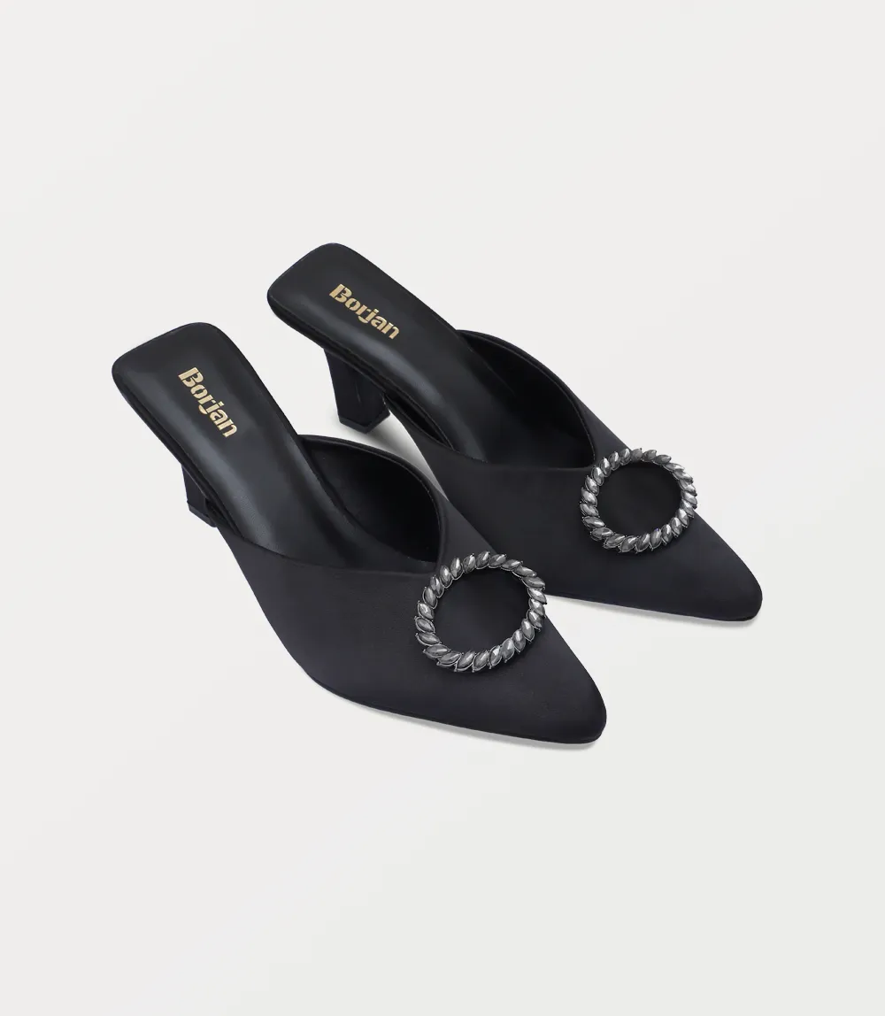 BW10231-BLACK-Women Mule