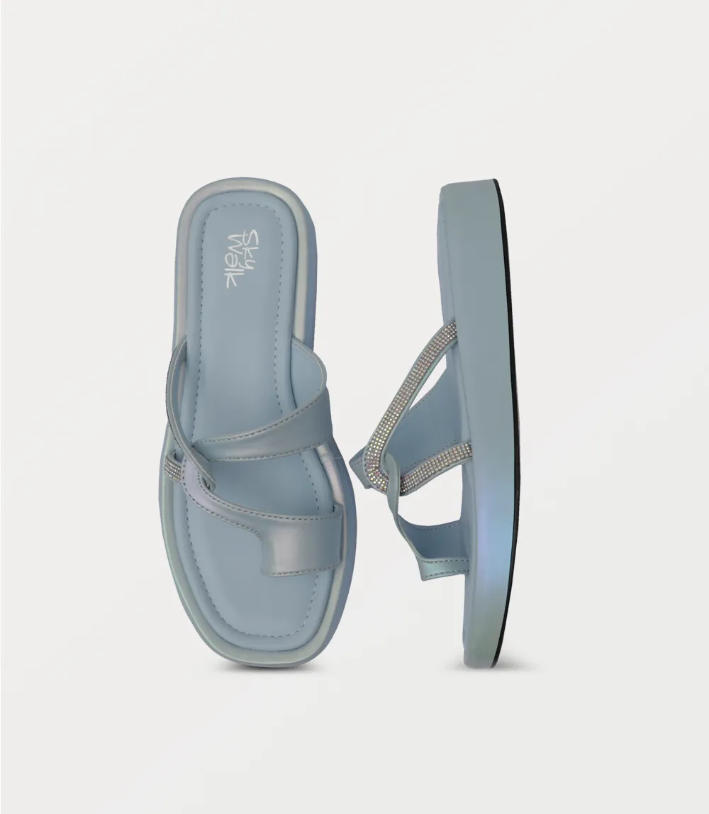 BW10384-ICE BLUE-Women Comfort Slipper