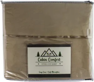Cabin Comfort - Sheet for Camping and RV Beds - Fits All Cot Size Beds Comfortably - 72 x 28 Inches - Super Soft (Fitted, Khaki)