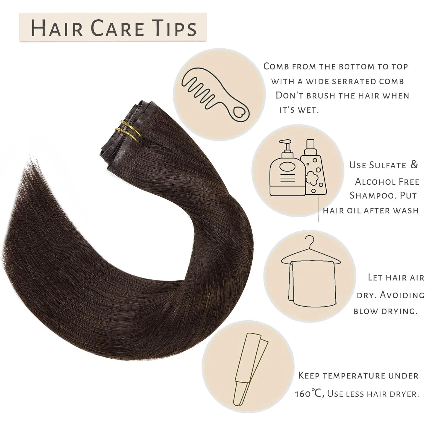 Caliee Seamless Clip in Hair Extensions 2A Light Dark Brown Clip in Remy Human Hair Extensions Invisible PU Skin Weft Natural Straight Hair 14Inch 110G 7Pcs Clip in Hair Extensions for Woman