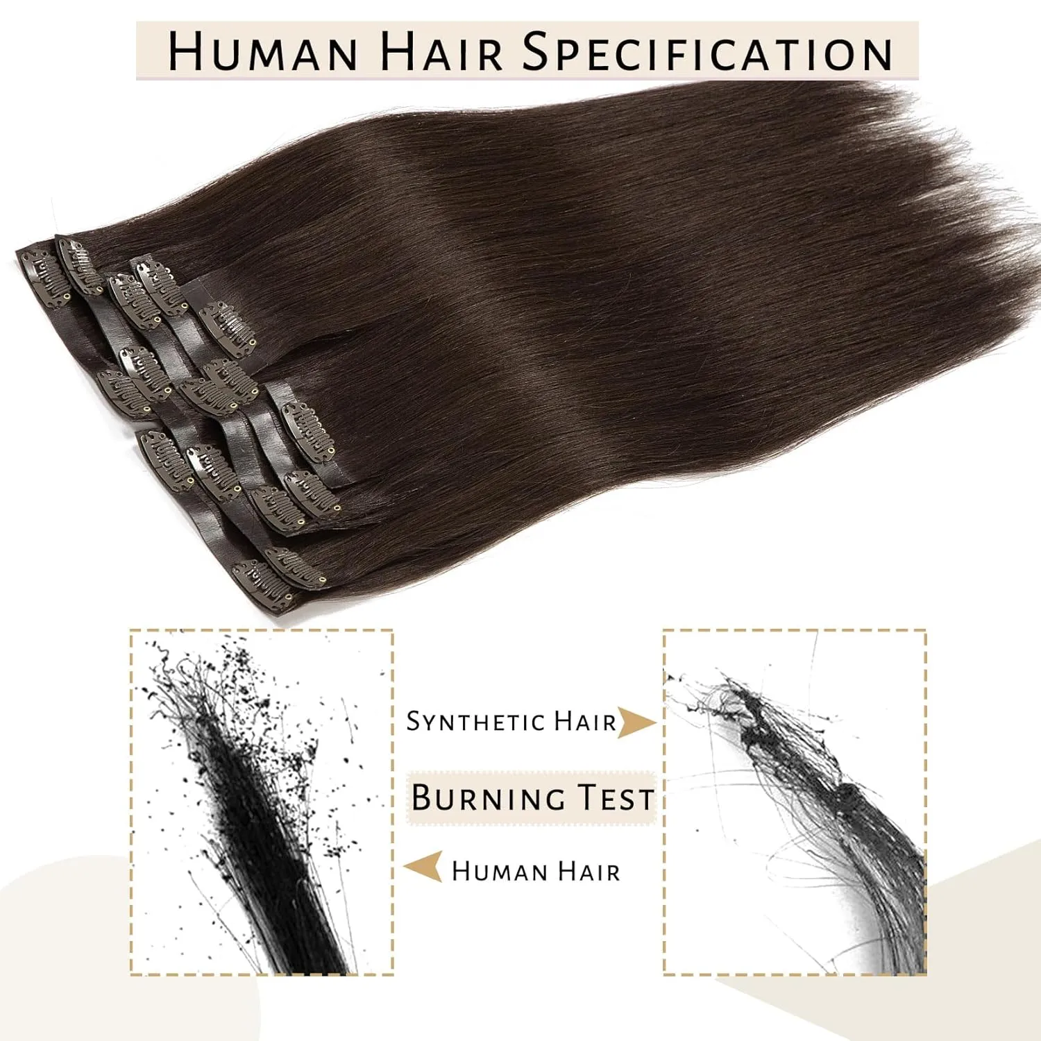 Caliee Seamless Clip in Hair Extensions 2A Light Dark Brown Clip in Remy Human Hair Extensions Invisible PU Skin Weft Natural Straight Hair 14Inch 110G 7Pcs Clip in Hair Extensions for Woman