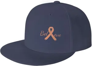 Cancer Believe Uterine Cancer Peach Ribbon Fashion Flat Cap Adujstable Men Women Baseball Caps Outdoor